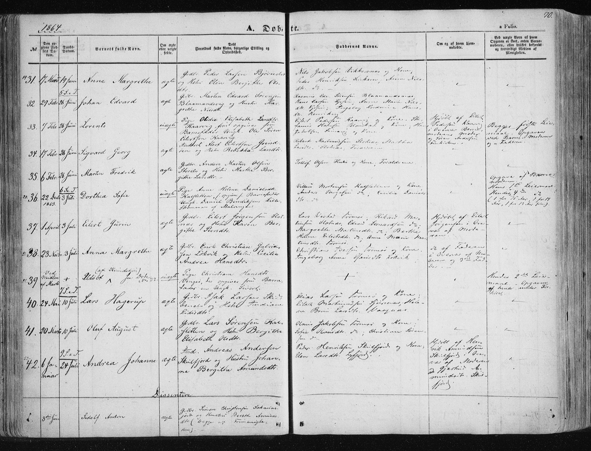 Tromsøysund sokneprestkontor, SATØ/S-1304/G/Ga/L0001kirke: Parish register (official) no. 1, 1856-1867, p. 70