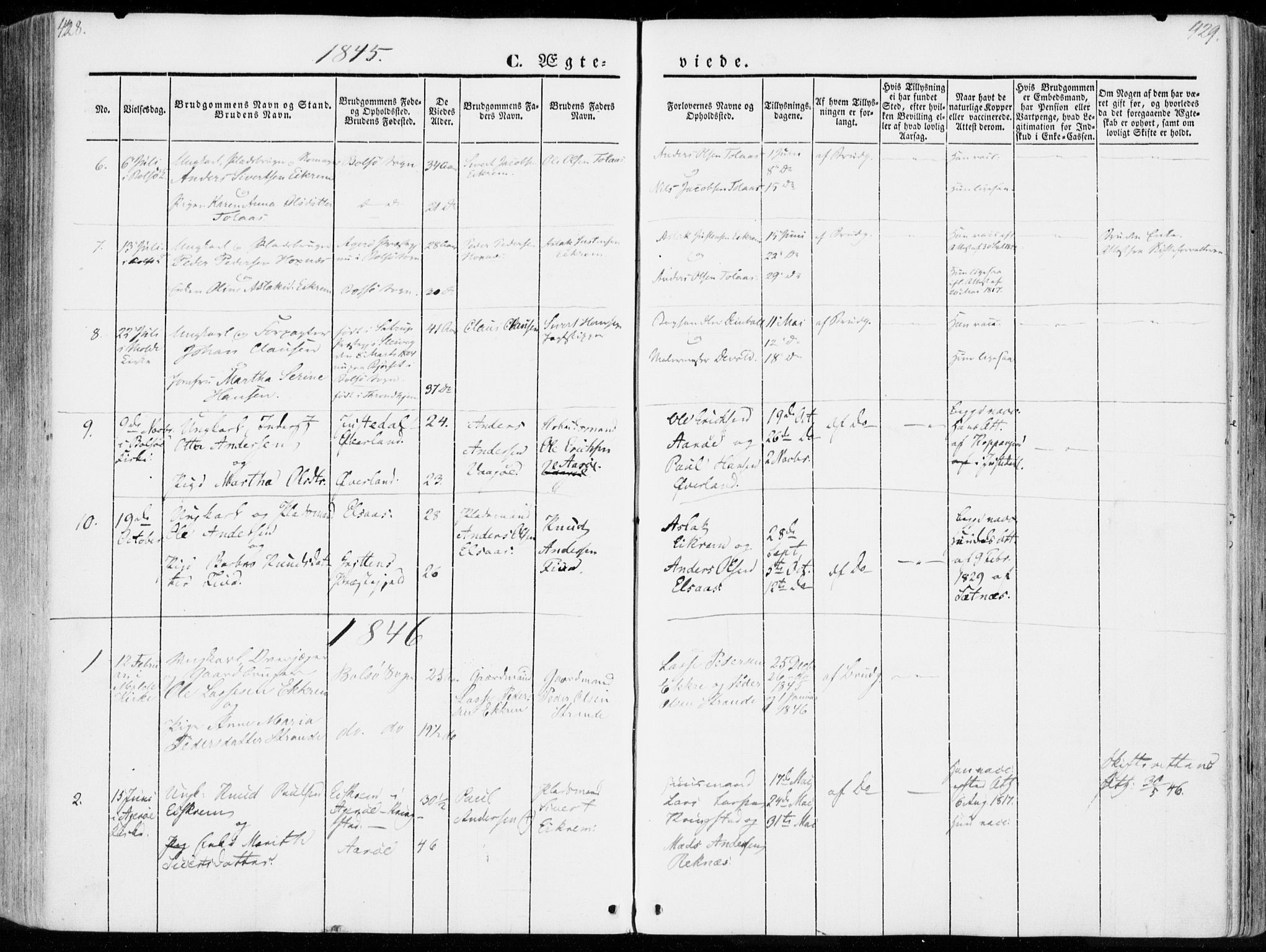 Ministerialprotokoller, klokkerbøker og fødselsregistre - Møre og Romsdal, SAT/A-1454/555/L0653: Parish register (official) no. 555A04, 1843-1869, p. 428-429