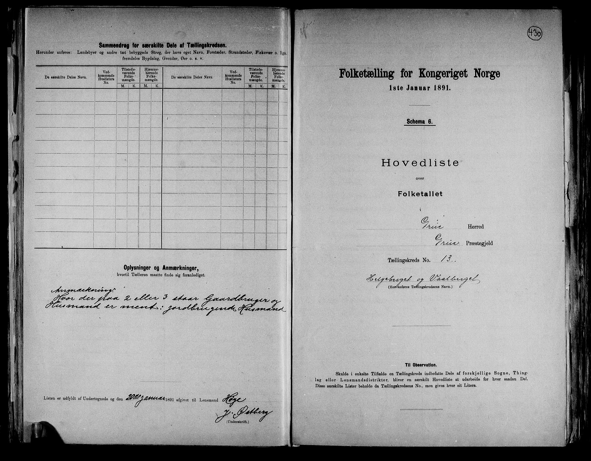 RA, 1891 census for 0423 Grue, 1891, p. 35