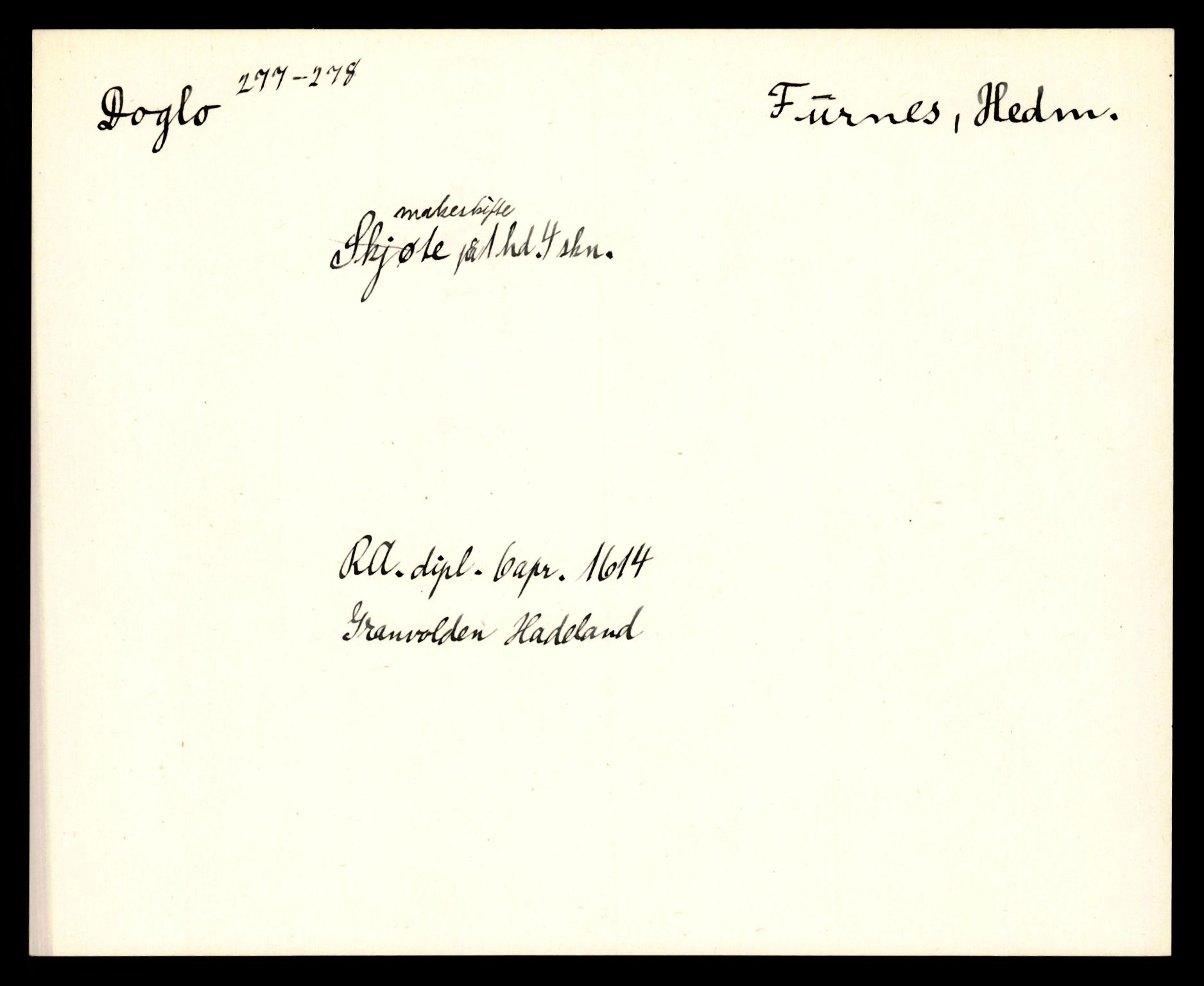 Riksarkivets diplomsamling, AV/RA-EA-5965/F35/F35e/L0007: Registreringssedler Hedmark 1, 1400-1700, p. 327