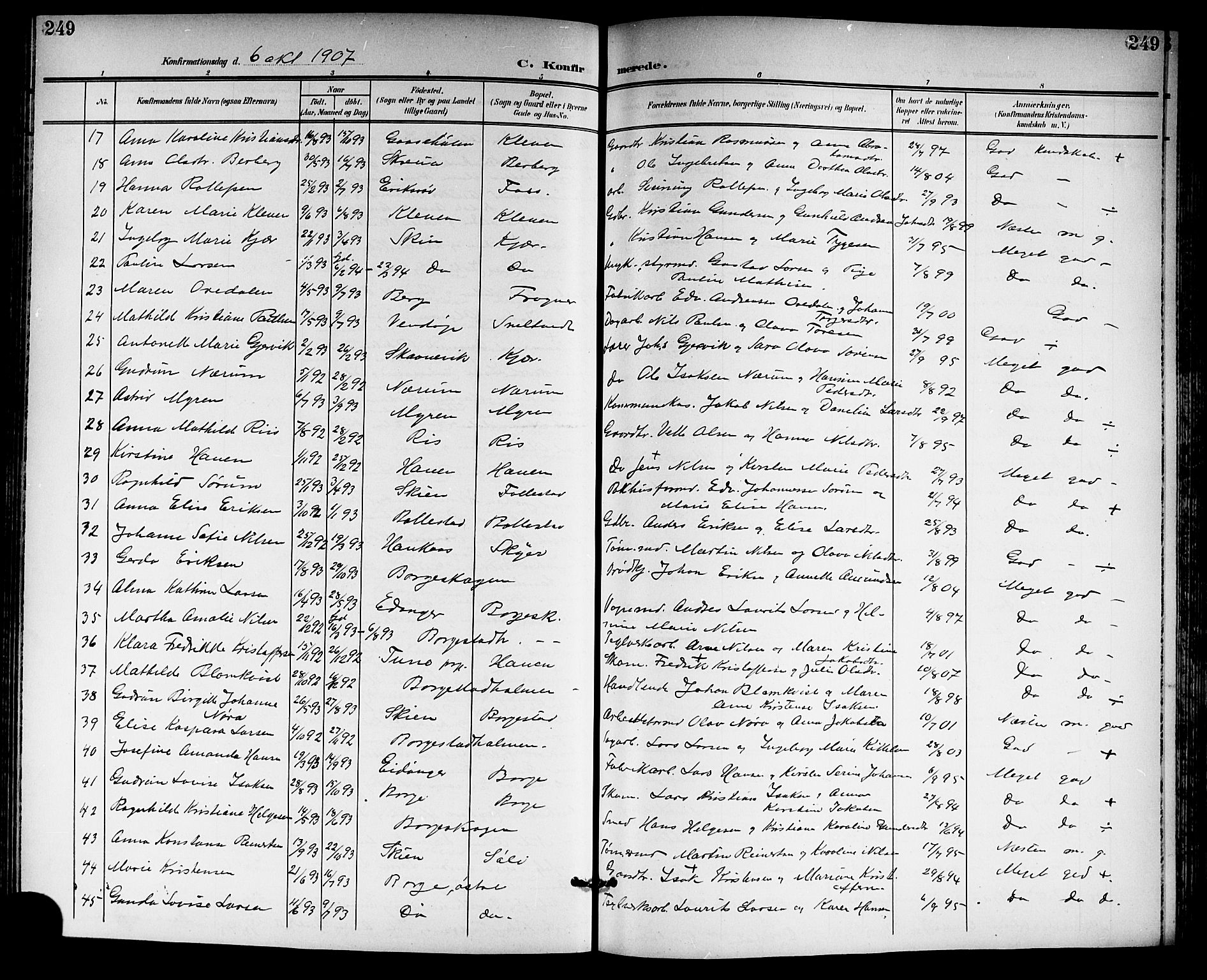 Gjerpen kirkebøker, SAKO/A-265/G/Ga/L0003: Parish register (copy) no. I 3, 1901-1919, p. 249