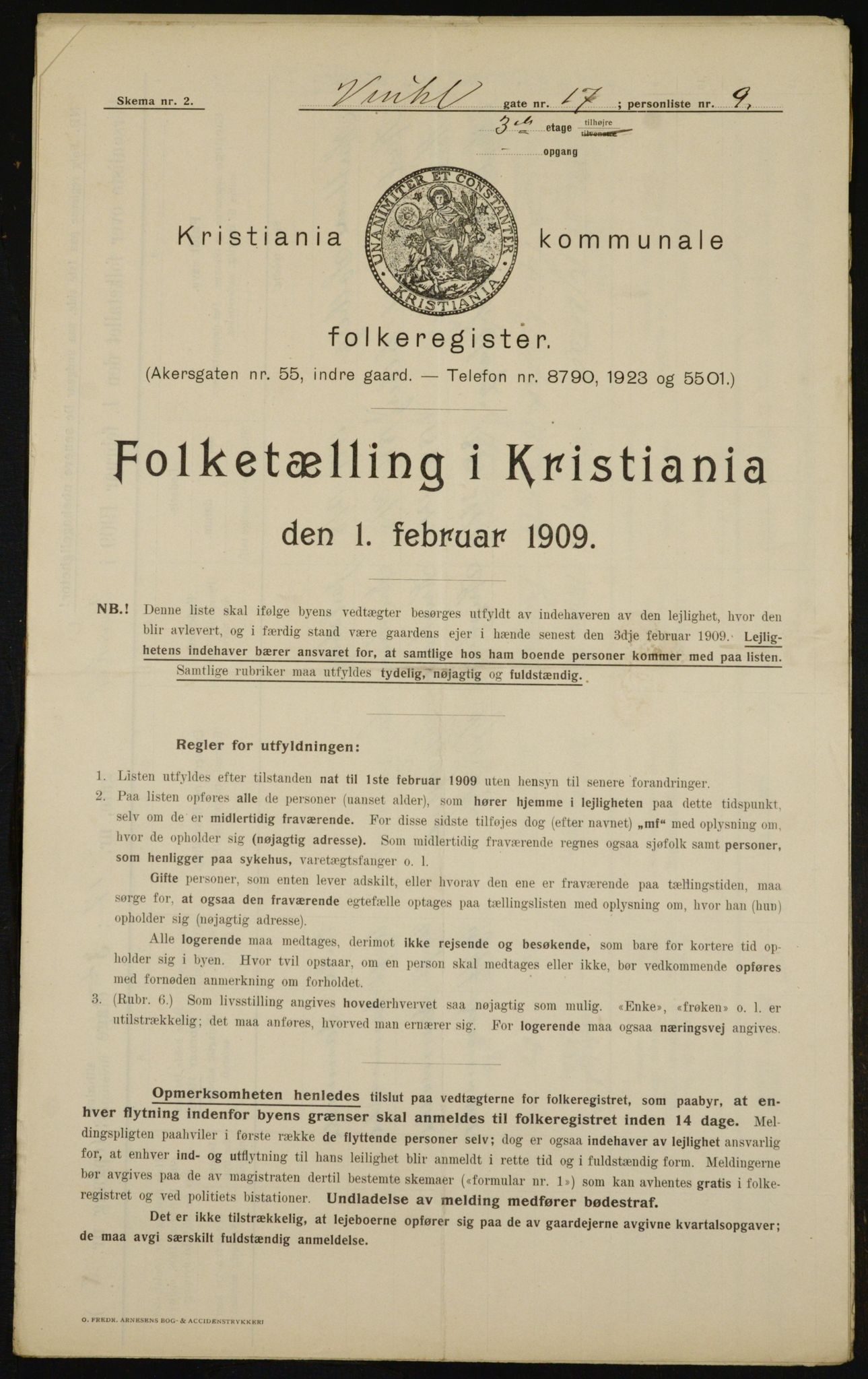 OBA, Municipal Census 1909 for Kristiania, 1909, p. 112588