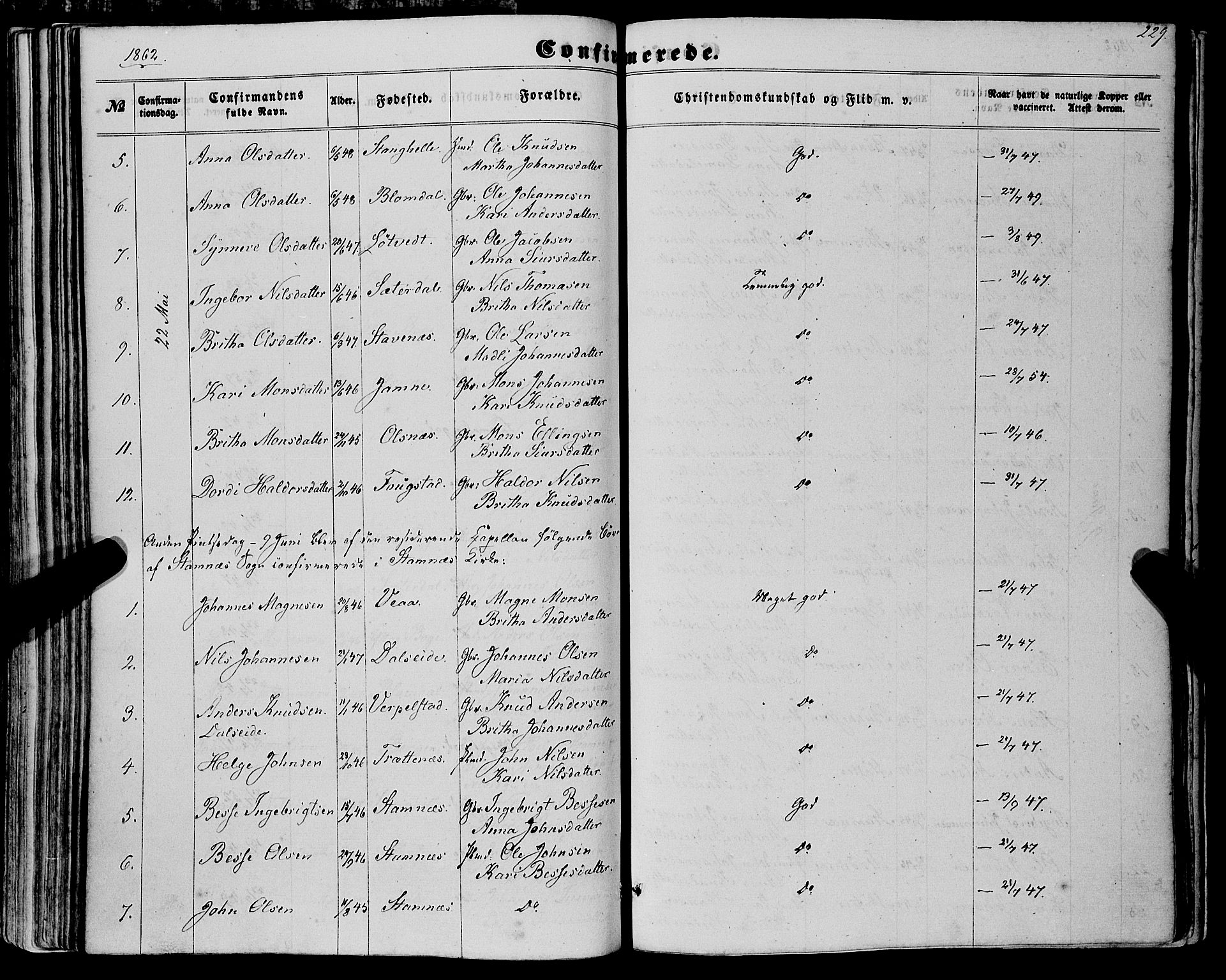 Haus sokneprestembete, AV/SAB-A-75601/H/Haa: Parish register (official) no. A 17, 1858-1870, p. 229