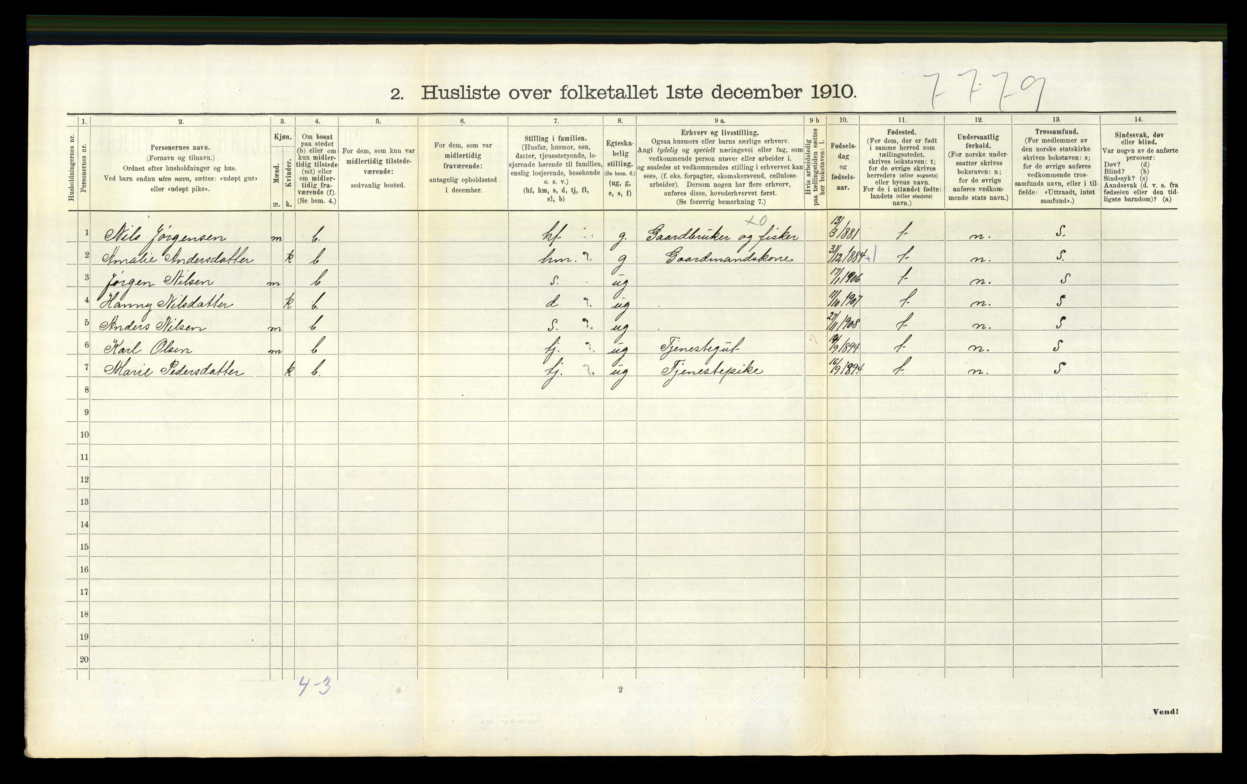 RA, 1910 census for Bamble, 1910, p. 1565