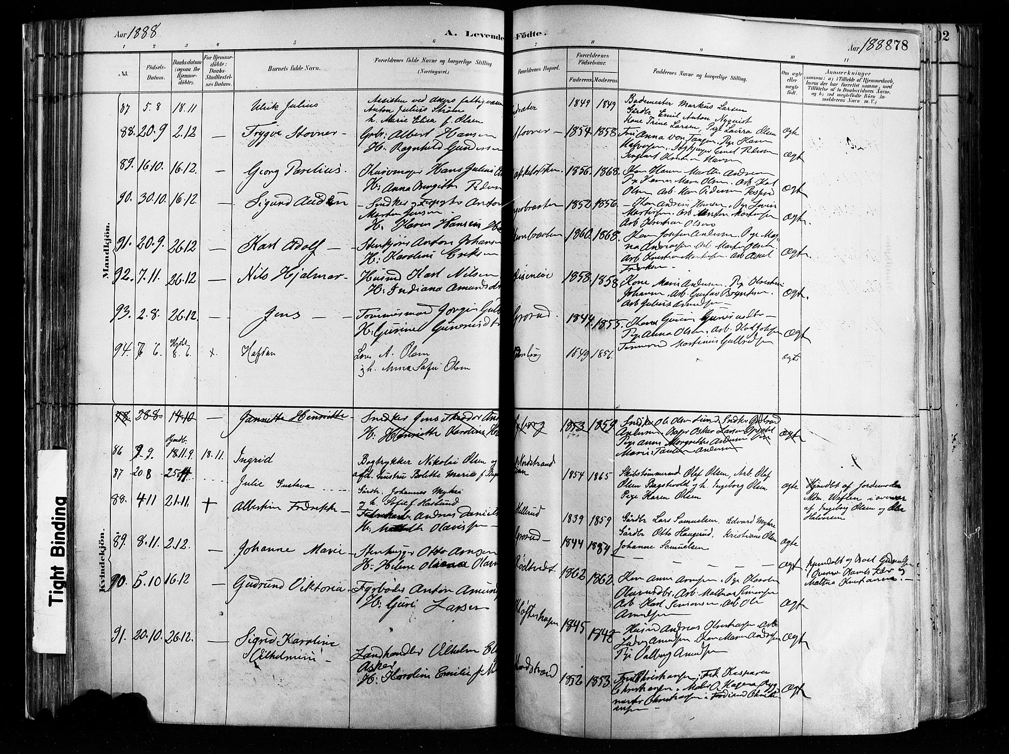 Østre Aker prestekontor Kirkebøker, AV/SAO-A-10840/F/Fa/L0008: Parish register (official) no. I 8, 1883-1894, p. 78