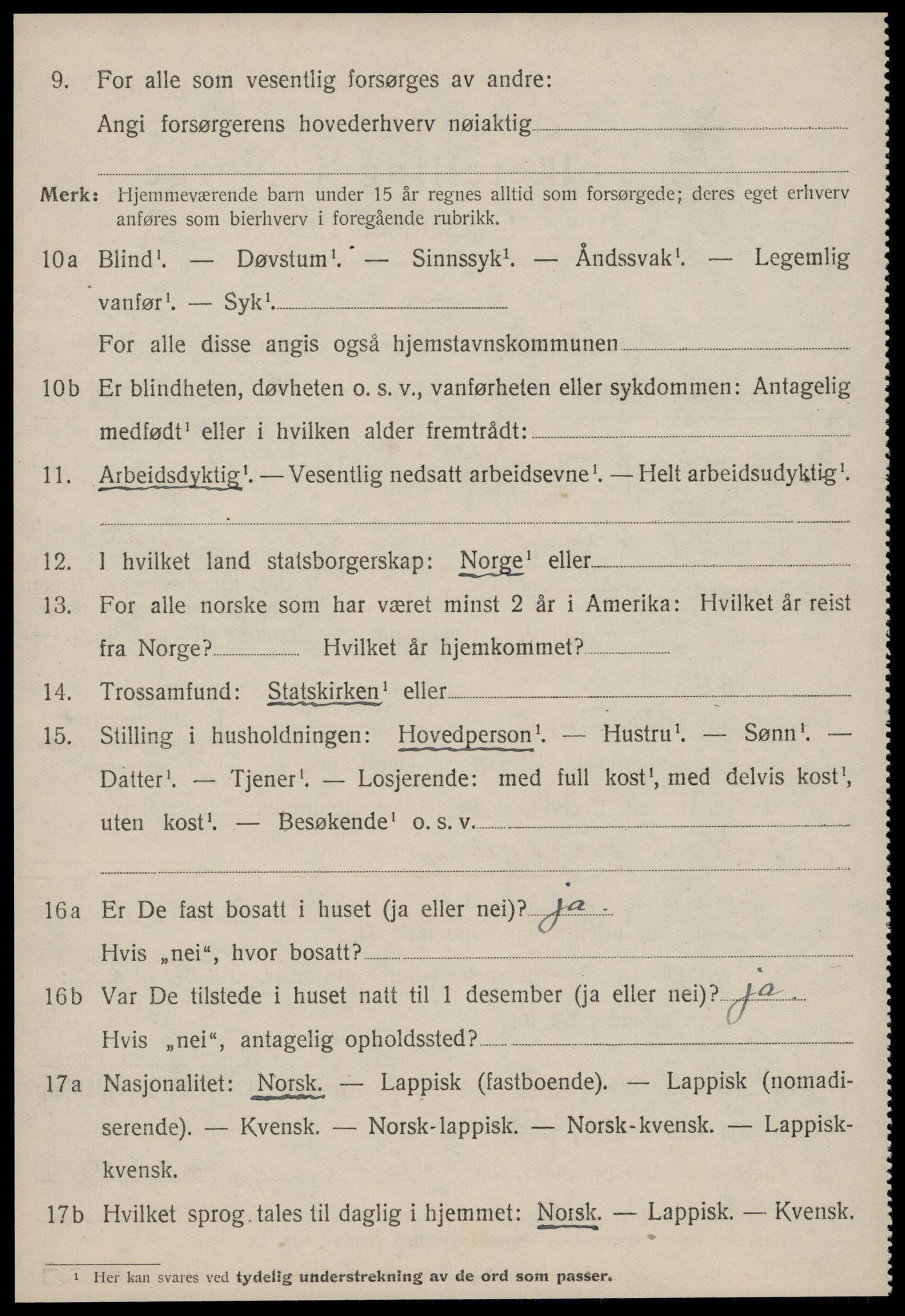 SAT, 1920 census for Agdenes, 1920, p. 2478