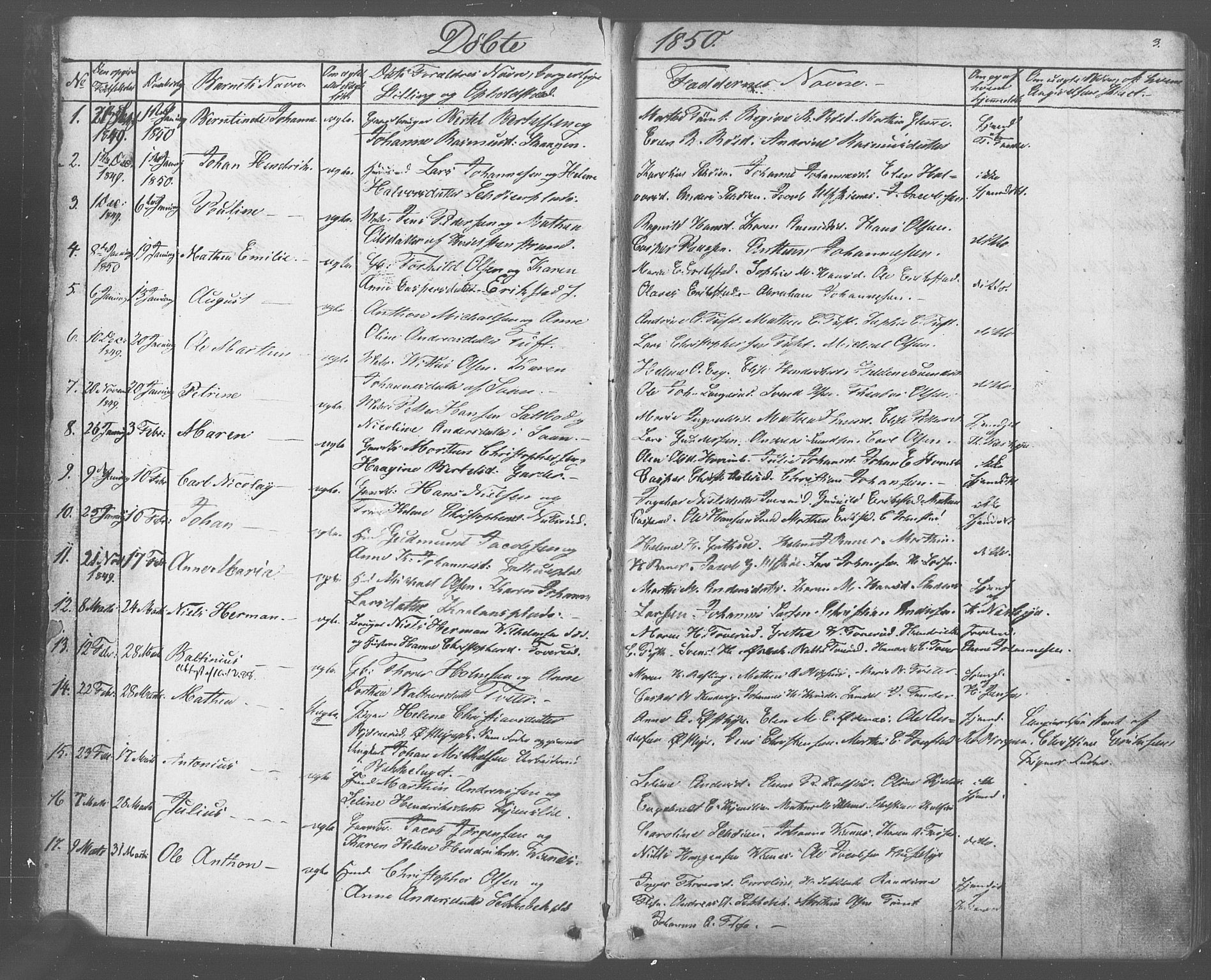 Vestby prestekontor Kirkebøker, SAO/A-10893/F/Fa/L0007: Parish register (official) no. I 7, 1850-1862, p. 3