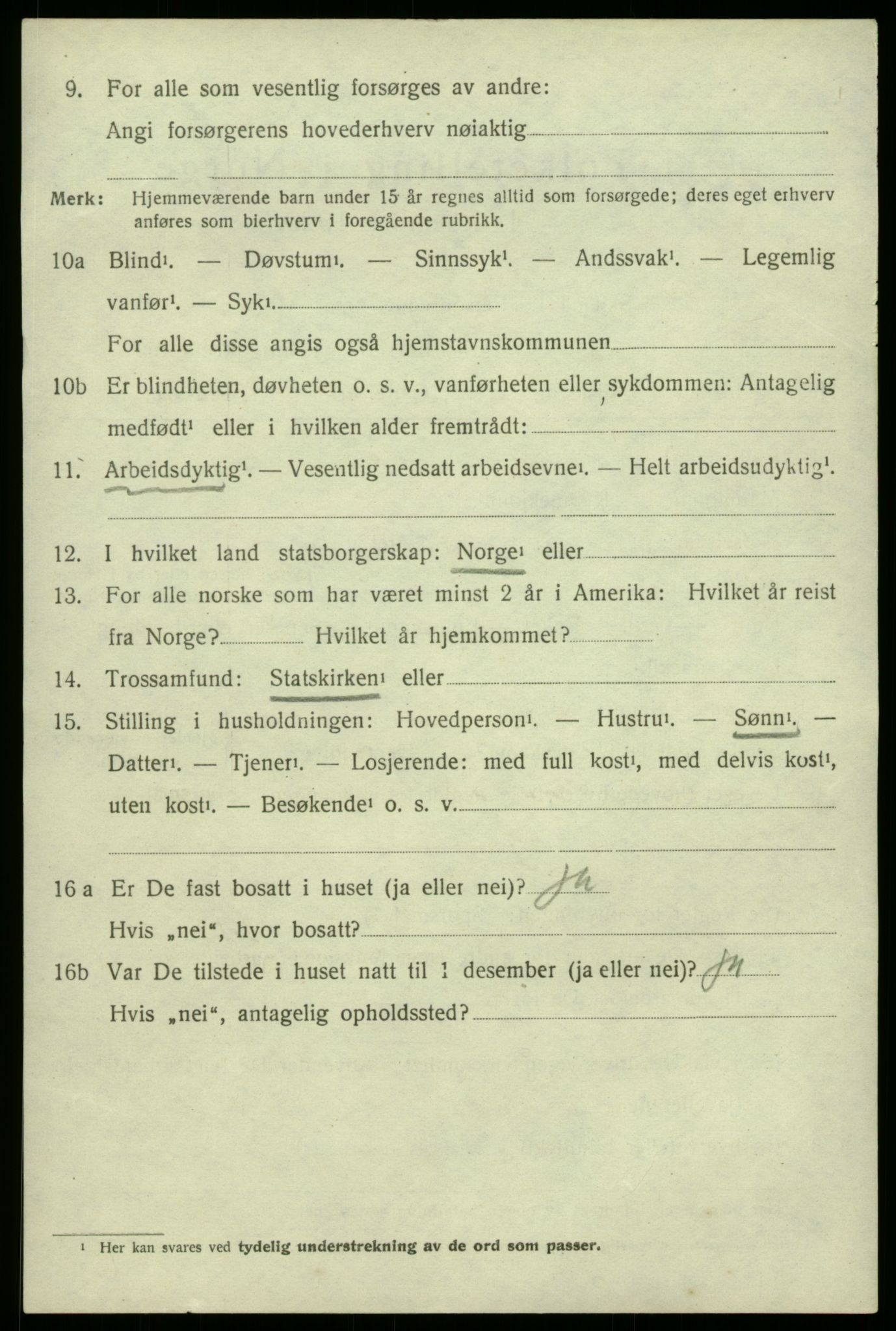 SAB, 1920 census for Odda, 1920, p. 7384