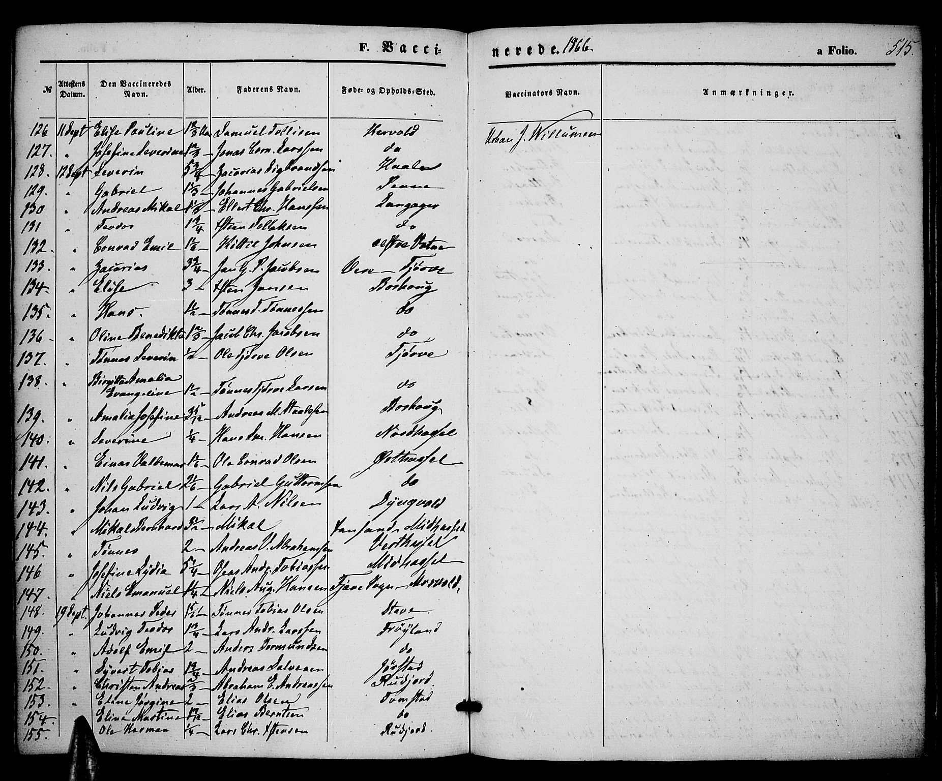 Lista sokneprestkontor, AV/SAK-1111-0027/F/Fb/L0003: Parish register (copy) no. B 3, 1862-1877, p. 515