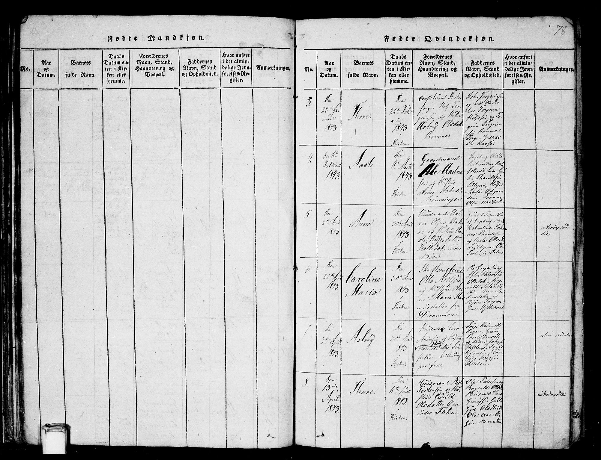 Gransherad kirkebøker, AV/SAKO-A-267/F/Fa/L0001: Parish register (official) no. I 1, 1815-1843, p. 78