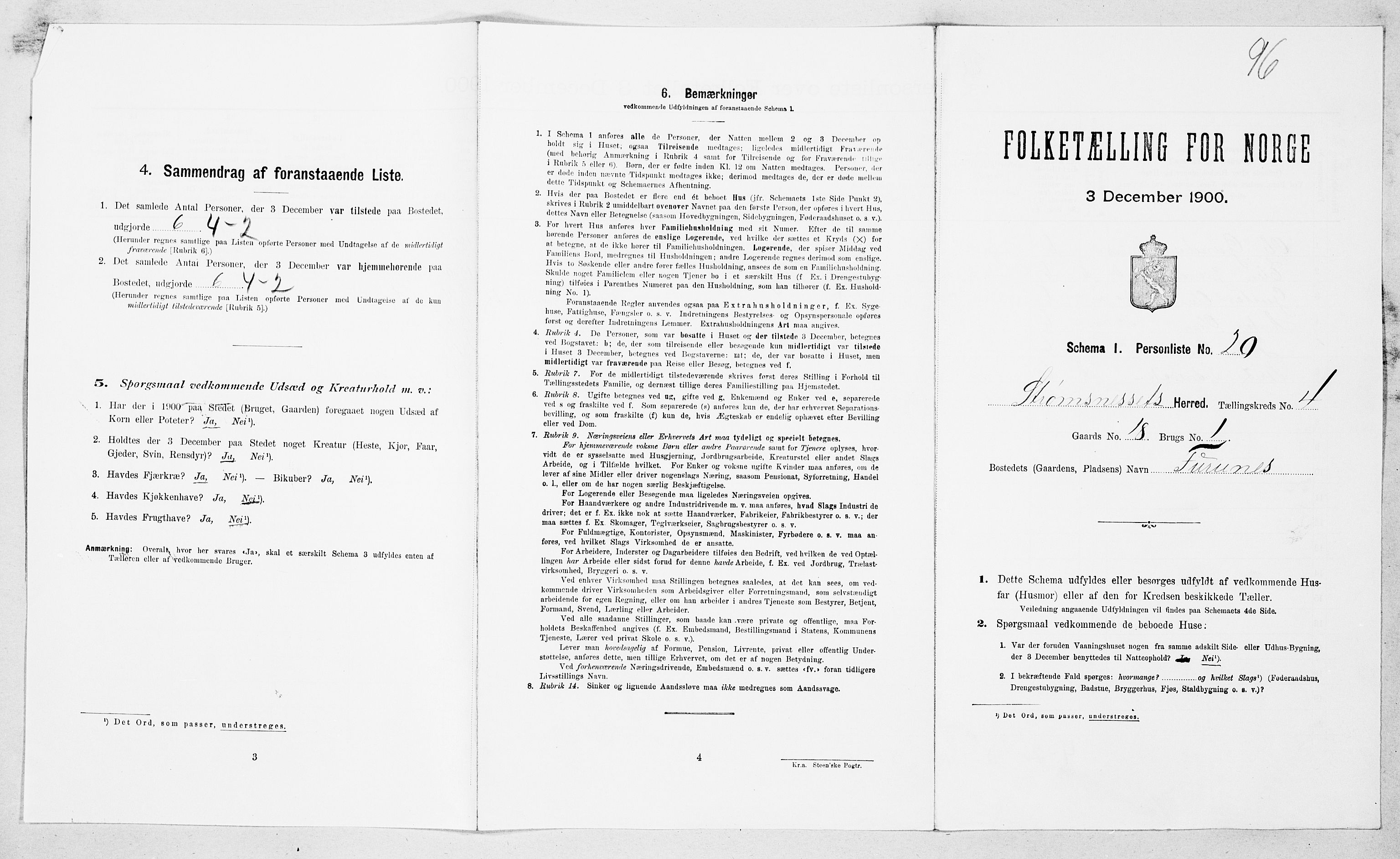 SAT, 1900 census for Straumsnes, 1900, p. 392