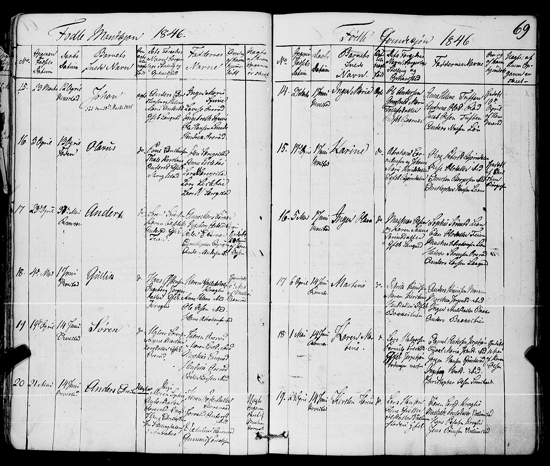 Ramnes kirkebøker, AV/SAKO-A-314/F/Fa/L0005: Parish register (official) no. I 5, 1841-1861, p. 68-69