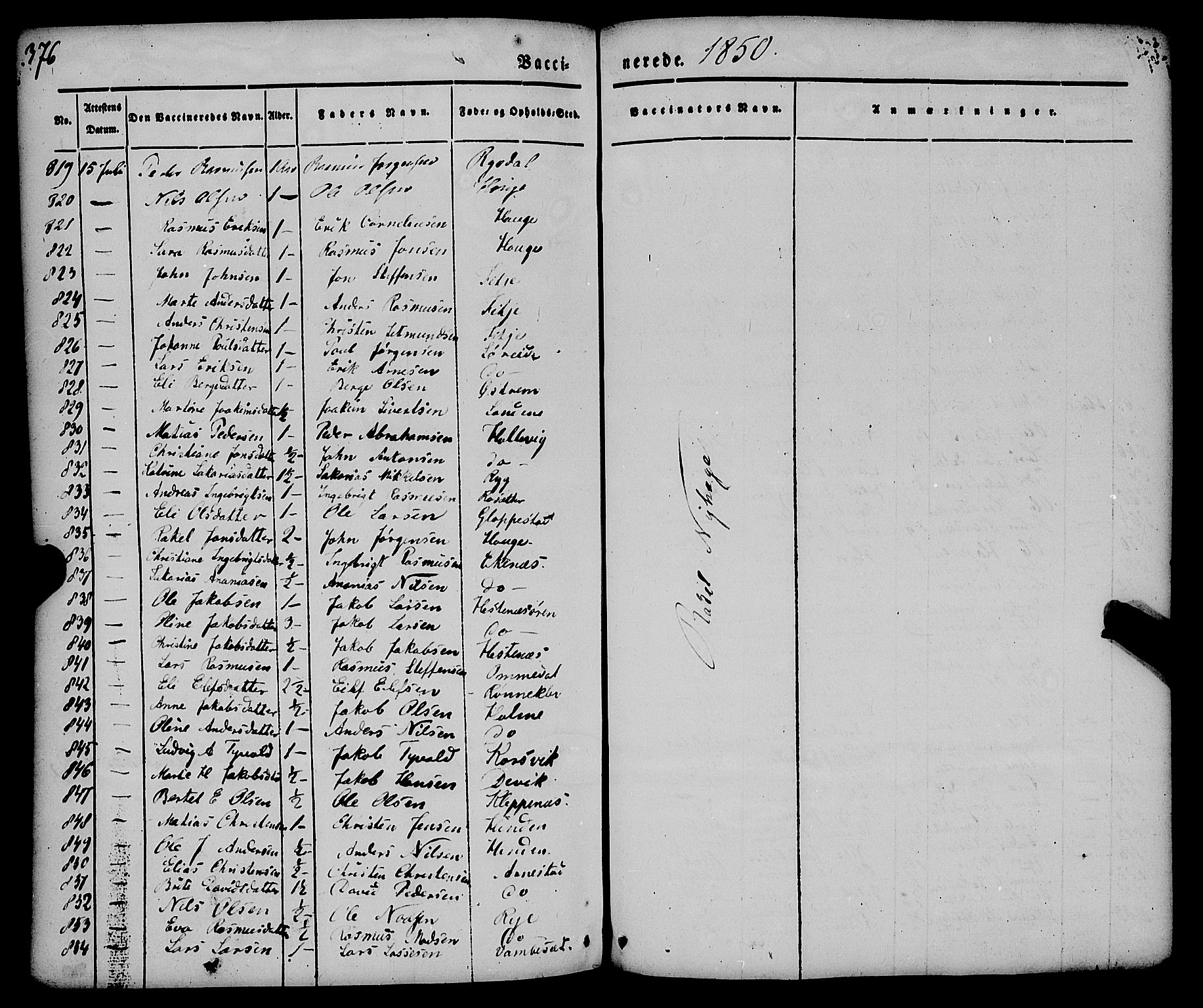 Gloppen sokneprestembete, SAB/A-80101/H/Haa/Haaa/L0008: Parish register (official) no. A 8, 1837-1855, p. 376