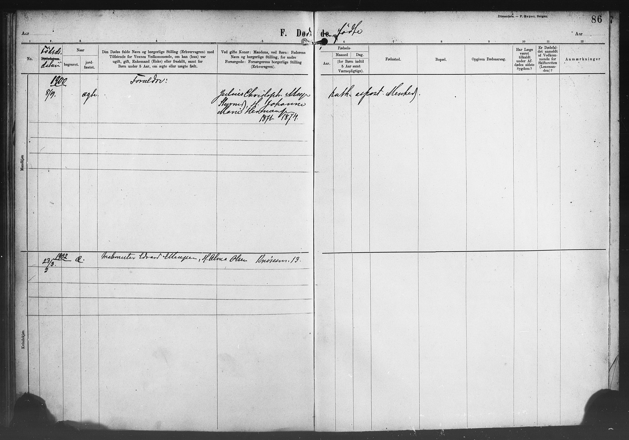 Nykirken Sokneprestembete, SAB/A-77101/H/Haa/L0054: Parish register (official) no. H 3, 1897-1943, p. 86
