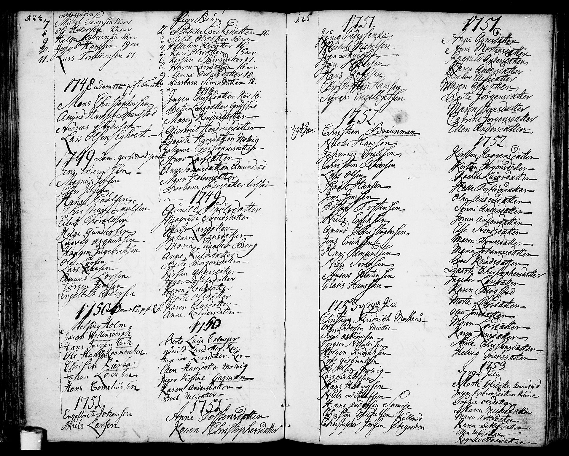 Rygge prestekontor Kirkebøker, SAO/A-10084b/F/Fa/L0001: Parish register (official) no. 1, 1725-1771, p. 124-125