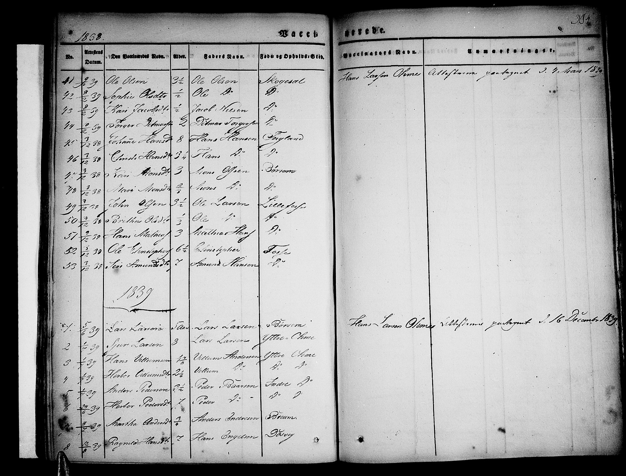 Strandebarm sokneprestembete, AV/SAB-A-78401/H/Haa: Parish register (official) no. A 6, 1826-1843, p. 384