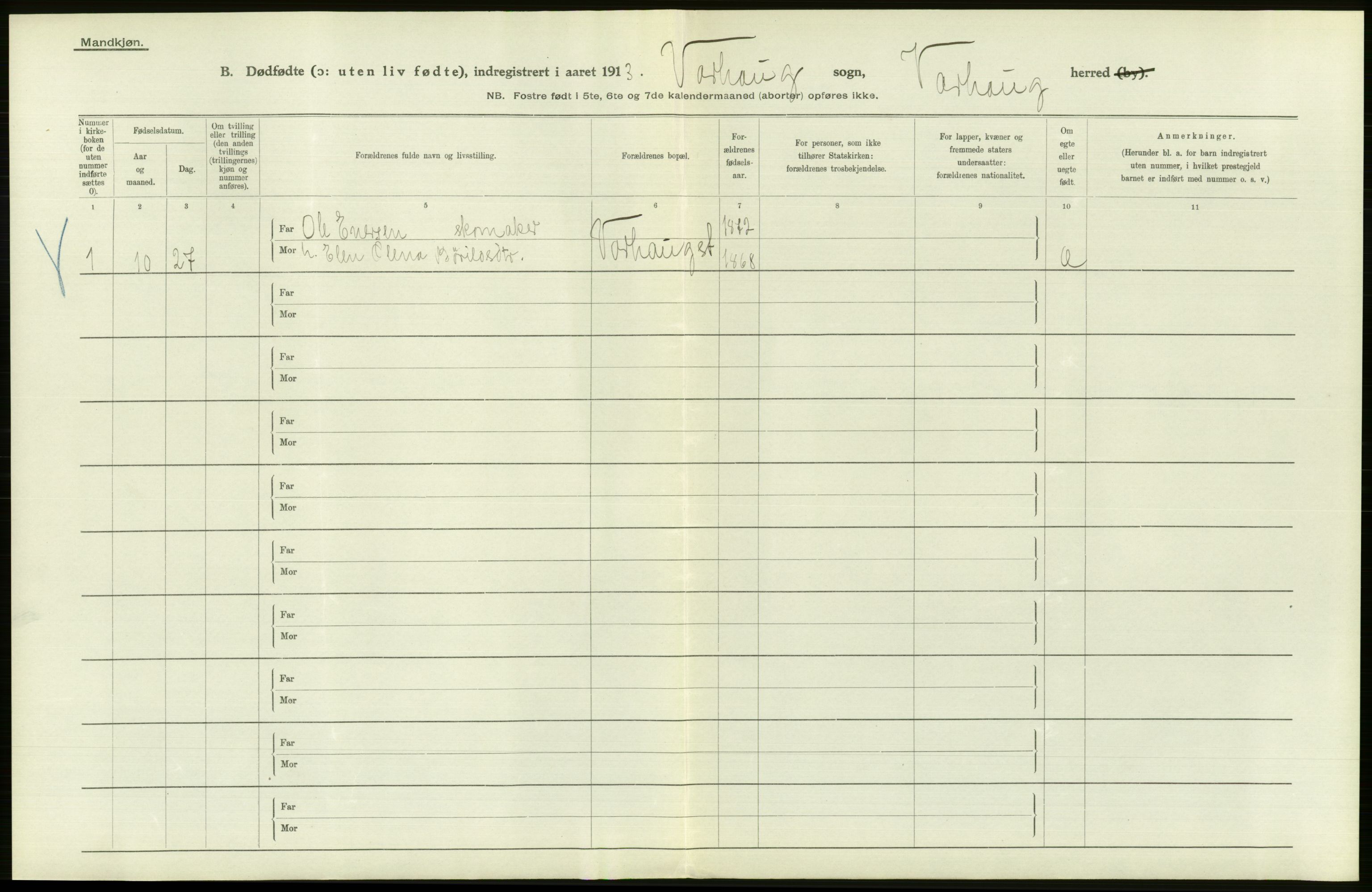 Statistisk sentralbyrå, Sosiodemografiske emner, Befolkning, RA/S-2228/D/Df/Dfb/Dfbc/L0027: Stavanger amt: Døde, dødfødte. bygder og byer., 1913, p. 190