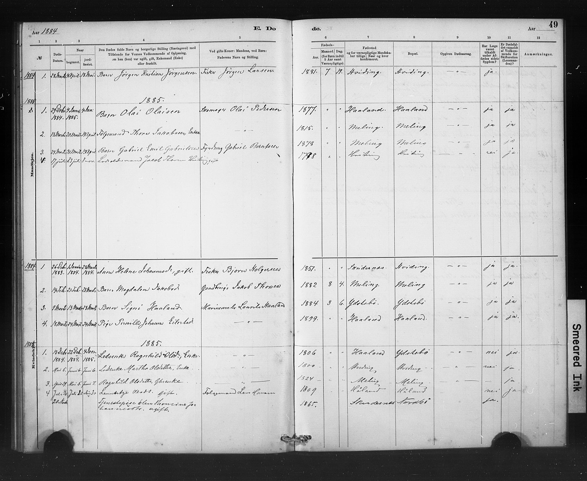 Rennesøy sokneprestkontor, SAST/A -101827/H/Ha/Haa/L0011: Parish register (official) no. A 11, 1878-1887, p. 49