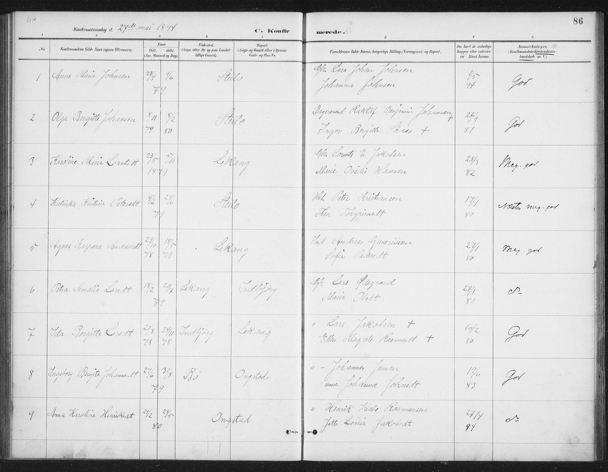 Ministerialprotokoller, klokkerbøker og fødselsregistre - Nordland, SAT/A-1459/888/L1245: Parish register (official) no. 888A11, 1888-1900, p. 86