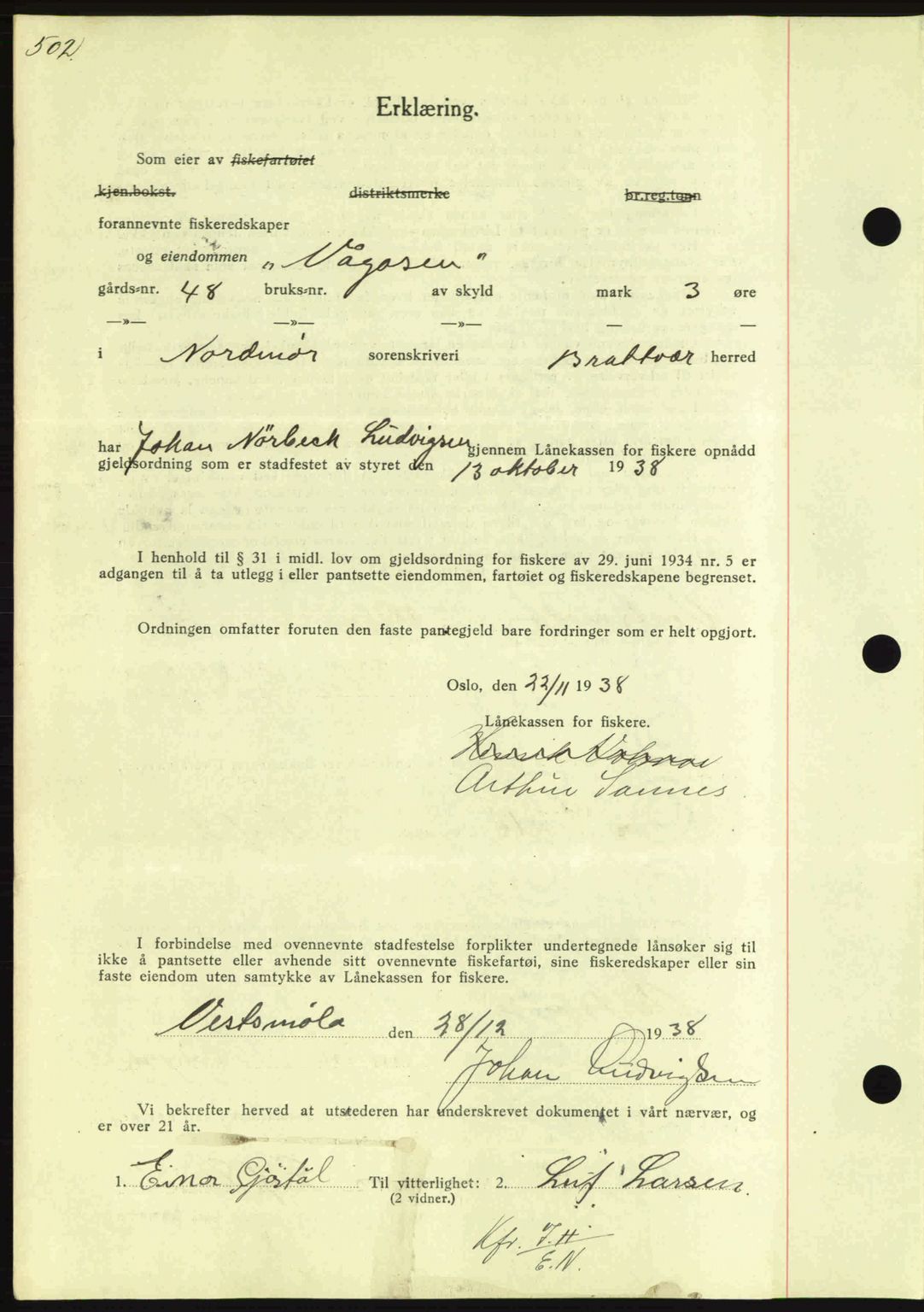 Nordmøre sorenskriveri, AV/SAT-A-4132/1/2/2Ca: Mortgage book no. B84, 1938-1939, Diary no: : 15/1939