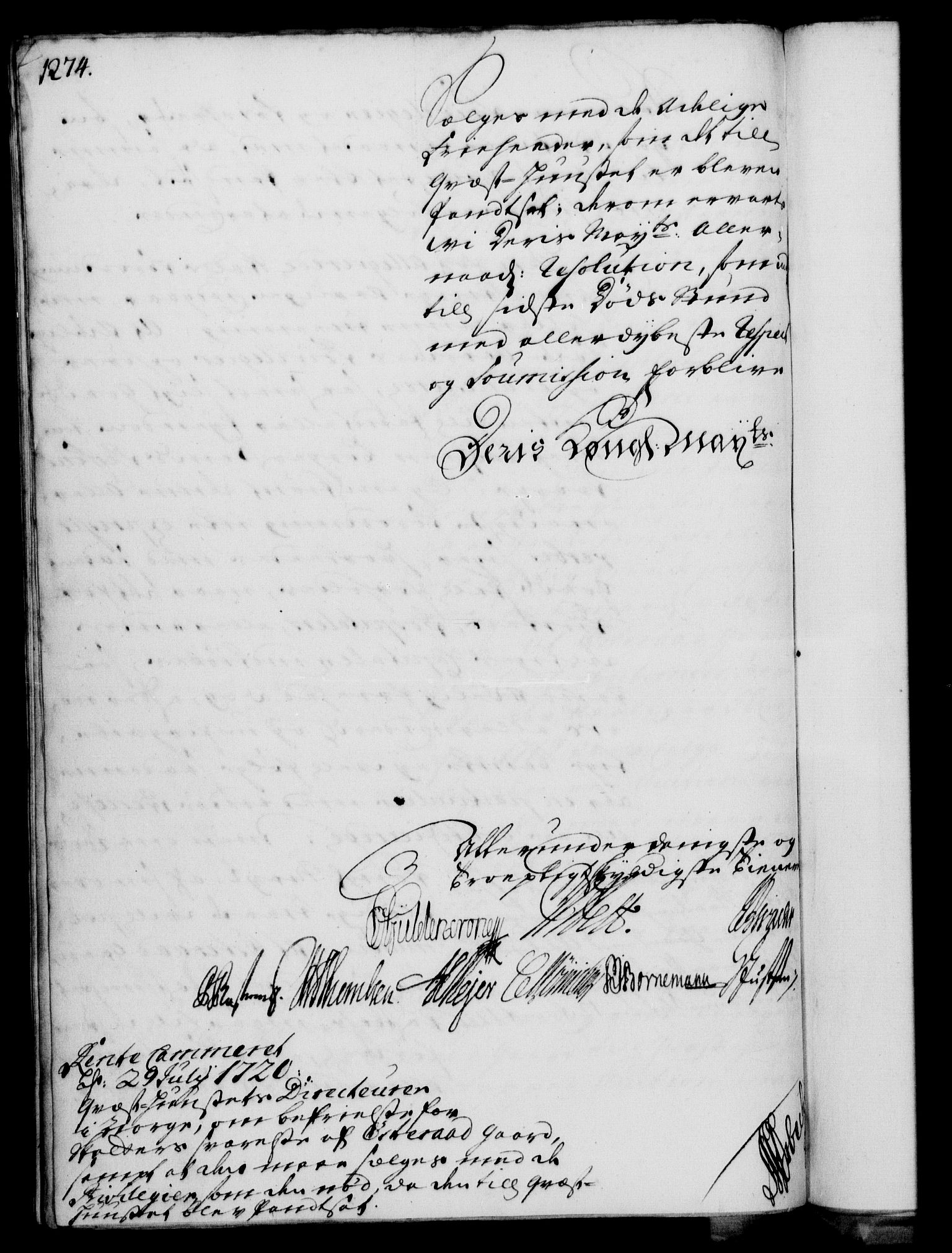 Rentekammeret, Kammerkanselliet, RA/EA-3111/G/Gf/Gfa/L0003: Norsk relasjons- og resolusjonsprotokoll (merket RK 52.3), 1720, p. 248