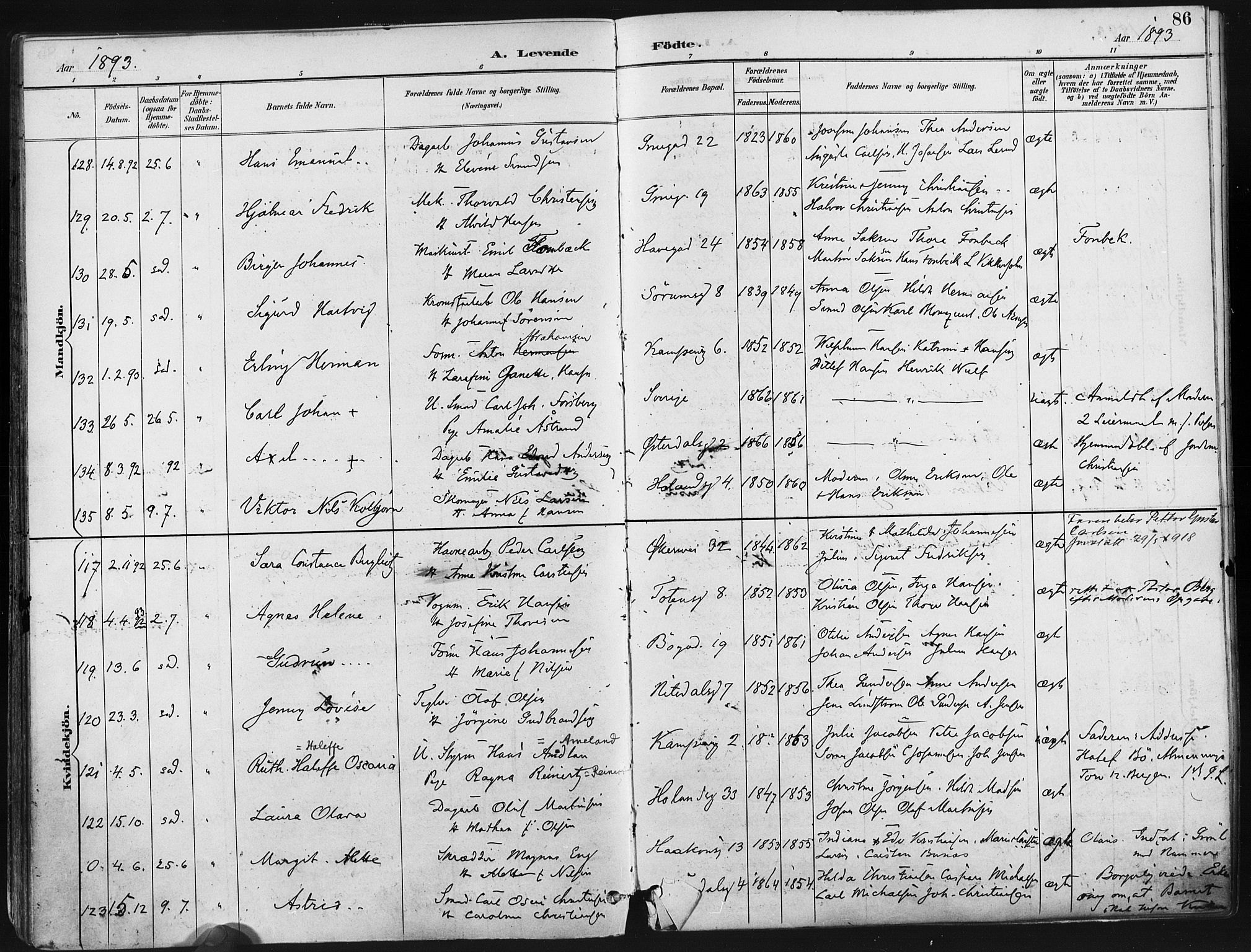 Kampen prestekontor Kirkebøker, AV/SAO-A-10853/F/Fa/L0005: Parish register (official) no. I 5, 1890-1902, p. 86
