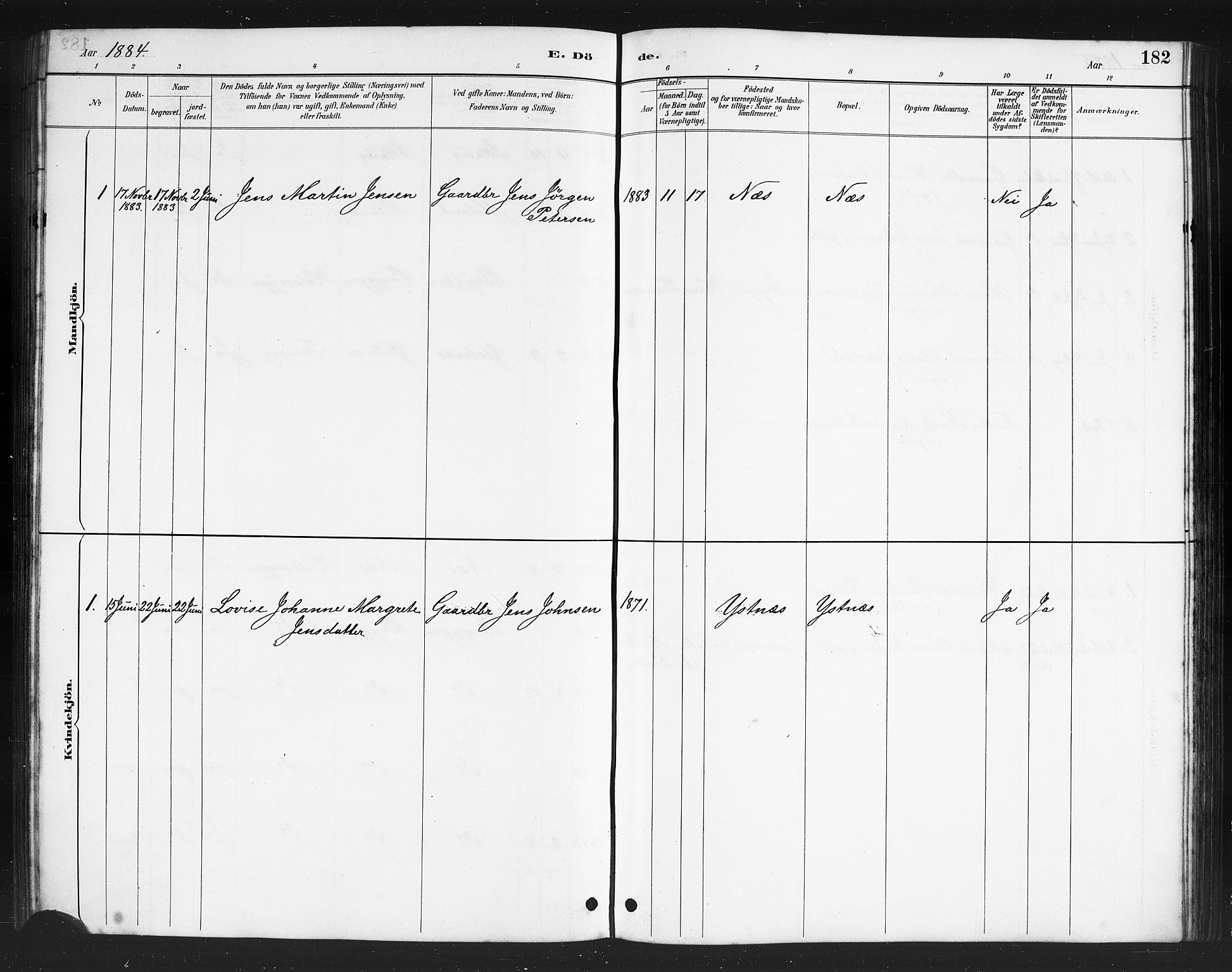 Ministerialprotokoller, klokkerbøker og fødselsregistre - Nordland, AV/SAT-A-1459/808/L0131: Parish register (copy) no. 808C02, 1879-1919, p. 182