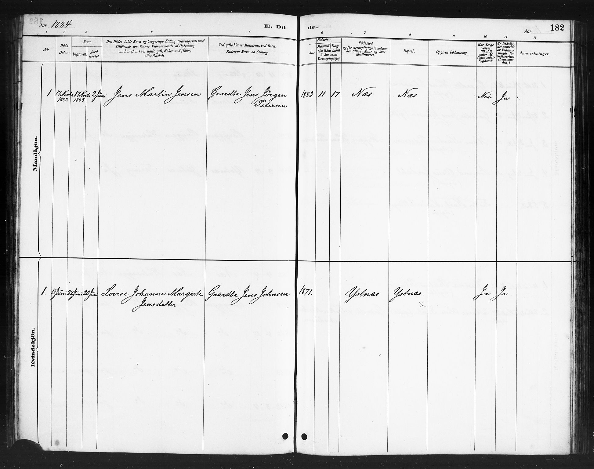 Ministerialprotokoller, klokkerbøker og fødselsregistre - Nordland, AV/SAT-A-1459/808/L0131: Parish register (copy) no. 808C02, 1879-1919, p. 182