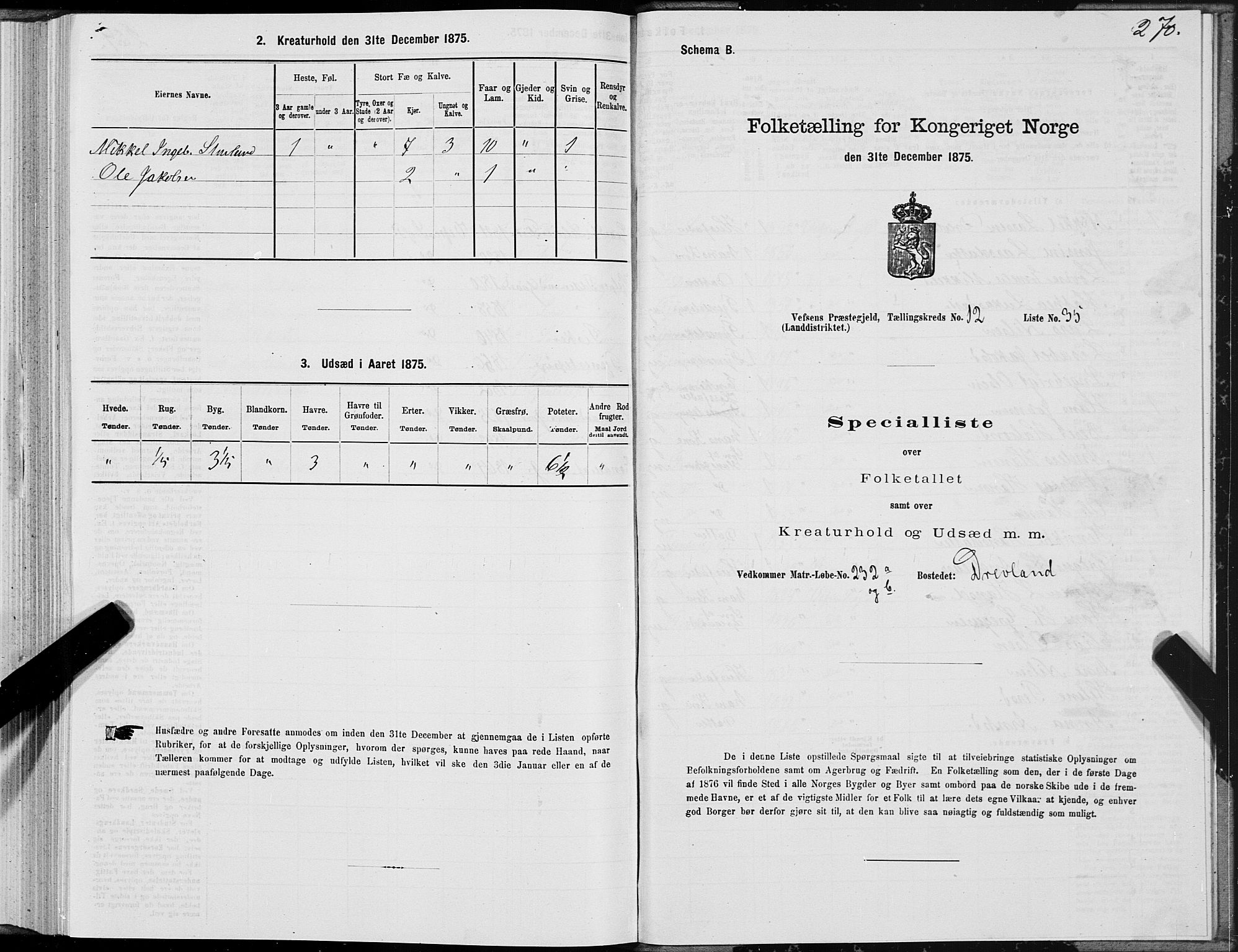 SAT, 1875 census for 1824L Vefsn/Vefsn, 1875, p. 3270