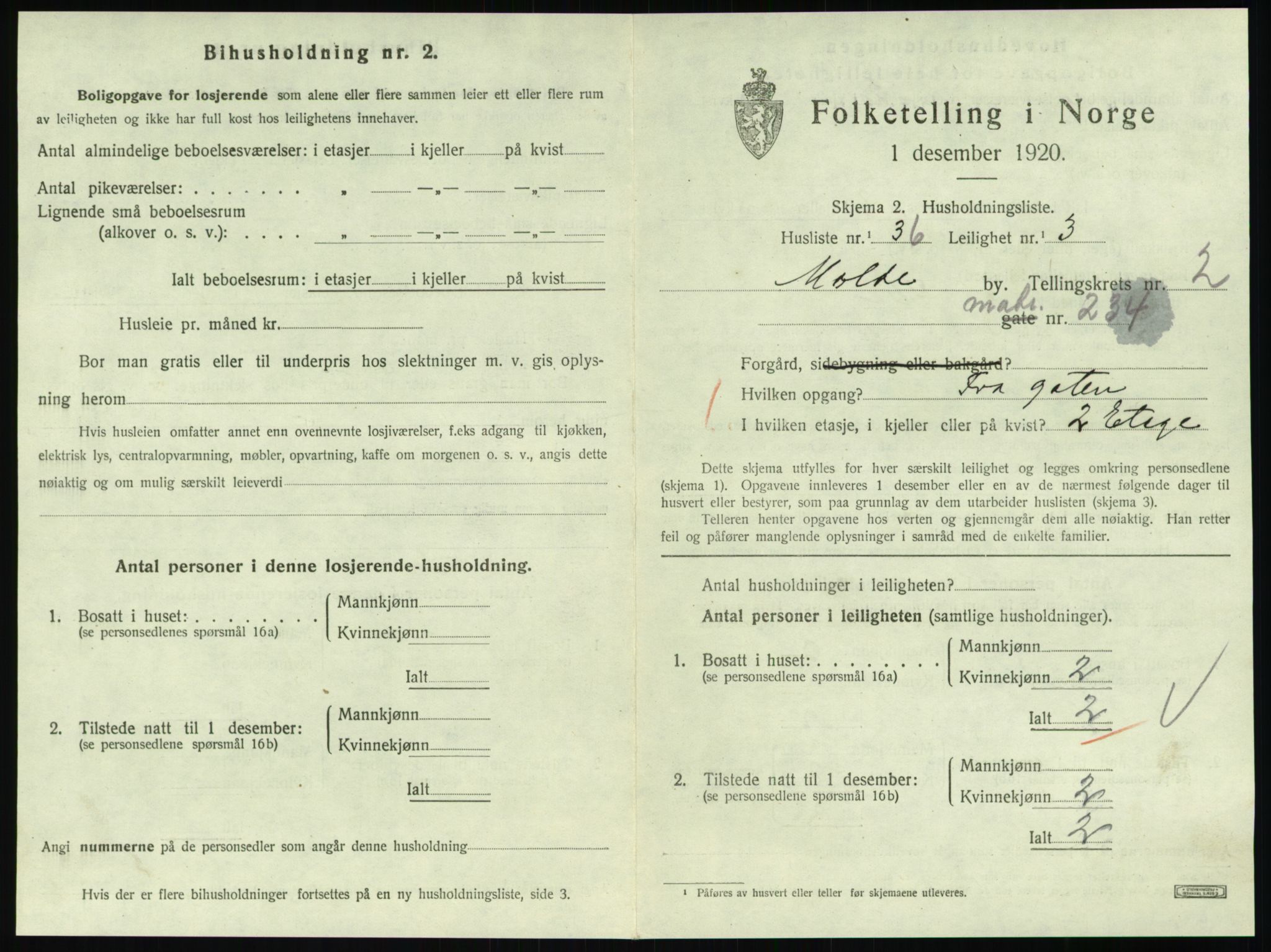 SAT, 1920 census for Molde, 1920, p. 1049