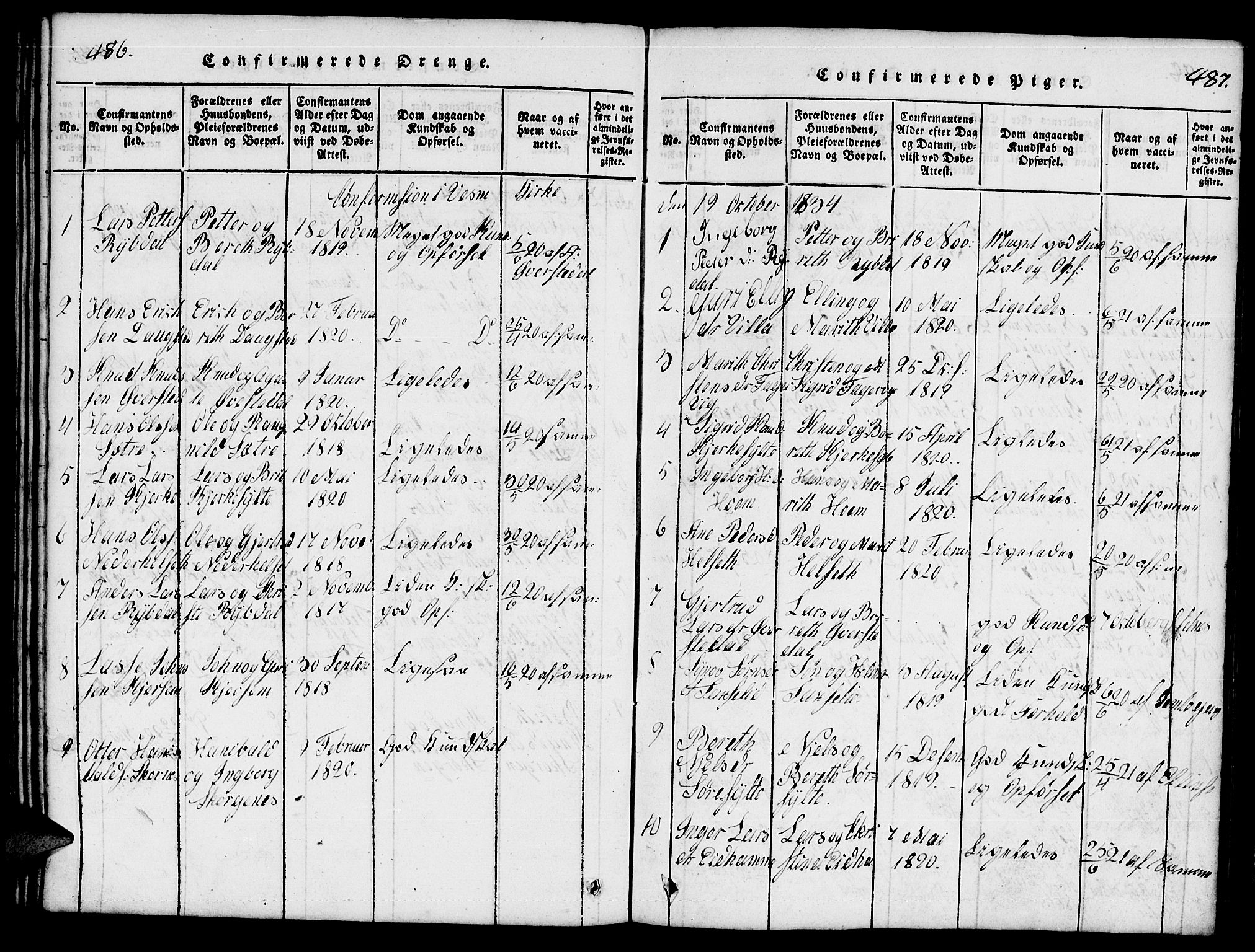 Ministerialprotokoller, klokkerbøker og fødselsregistre - Møre og Romsdal, SAT/A-1454/541/L0546: Parish register (copy) no. 541C01, 1818-1856, p. 486-487