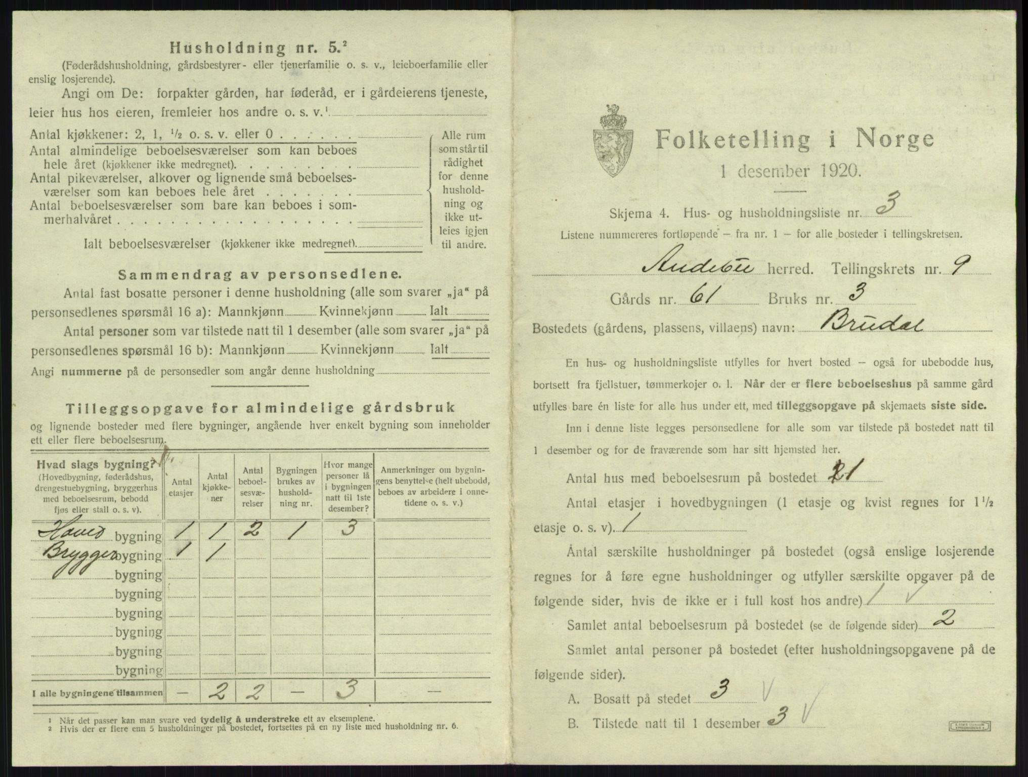 SAKO, 1920 census for Andebu, 1920, p. 535