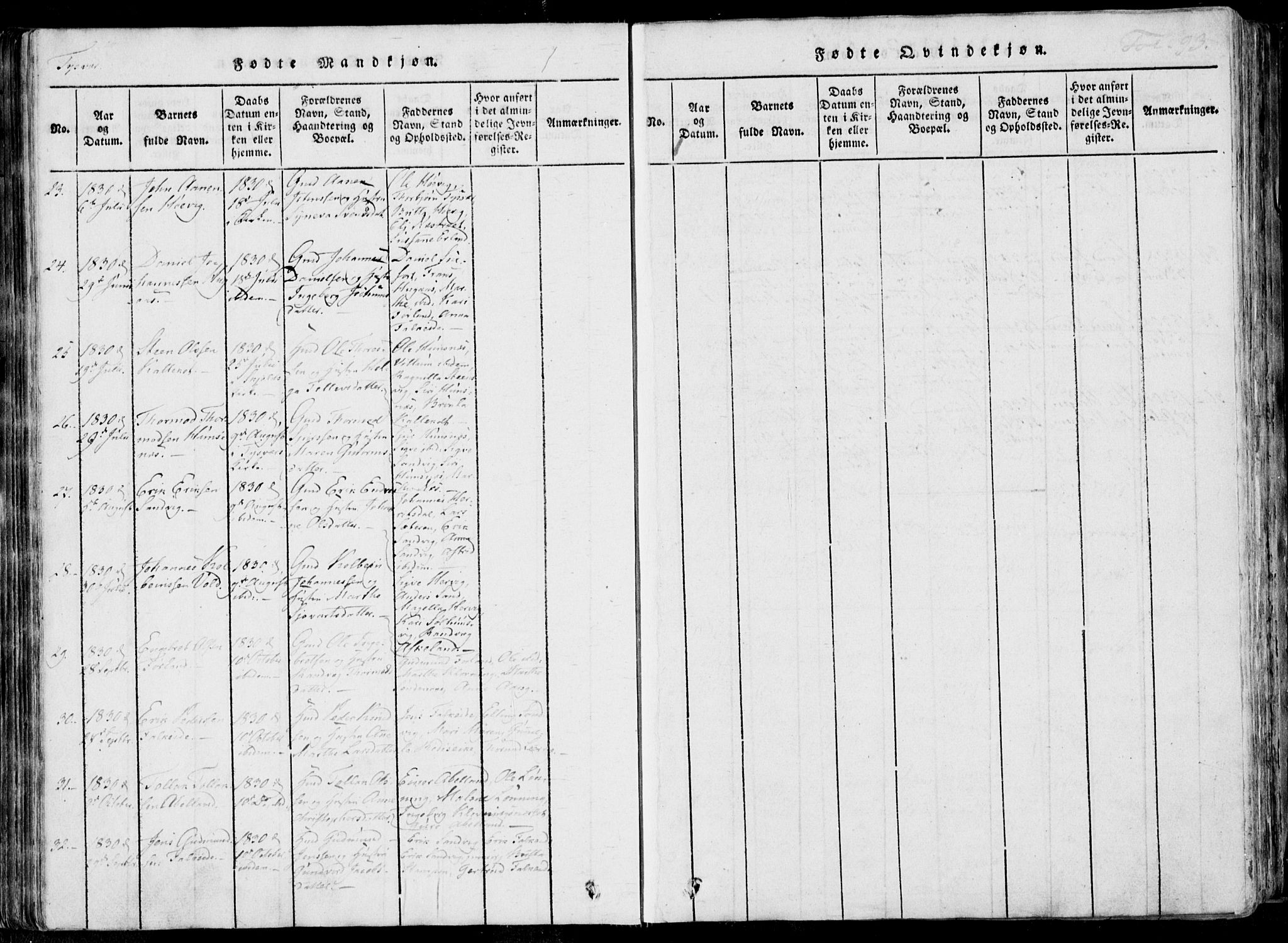 Skjold sokneprestkontor, AV/SAST-A-101847/H/Ha/Haa/L0004: Parish register (official) no. A 4 /1, 1815-1830, p. 93