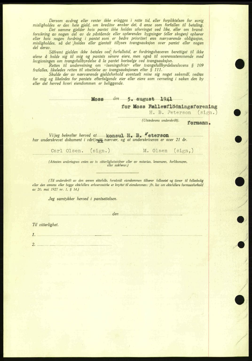 Moss sorenskriveri, AV/SAO-A-10168: Mortgage book no. B11, 1941-1942, Diary no: : 1436/1941