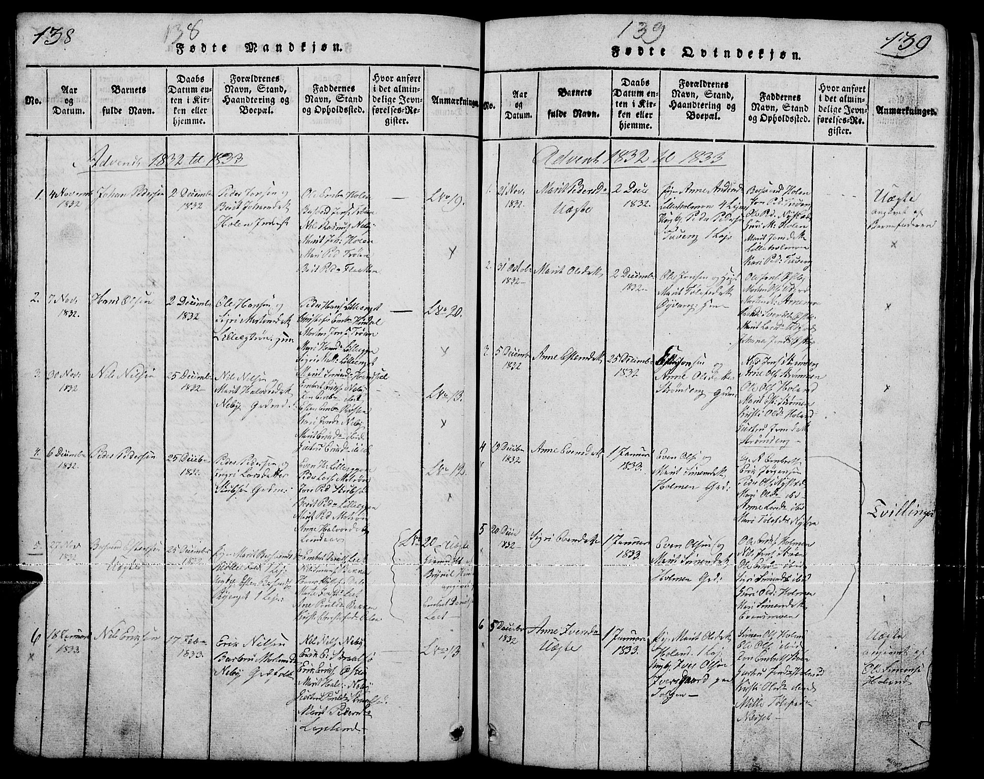 Tynset prestekontor, SAH/PREST-058/H/Ha/Hab/L0001: Parish register (copy) no. 1, 1814-1859, p. 138-139