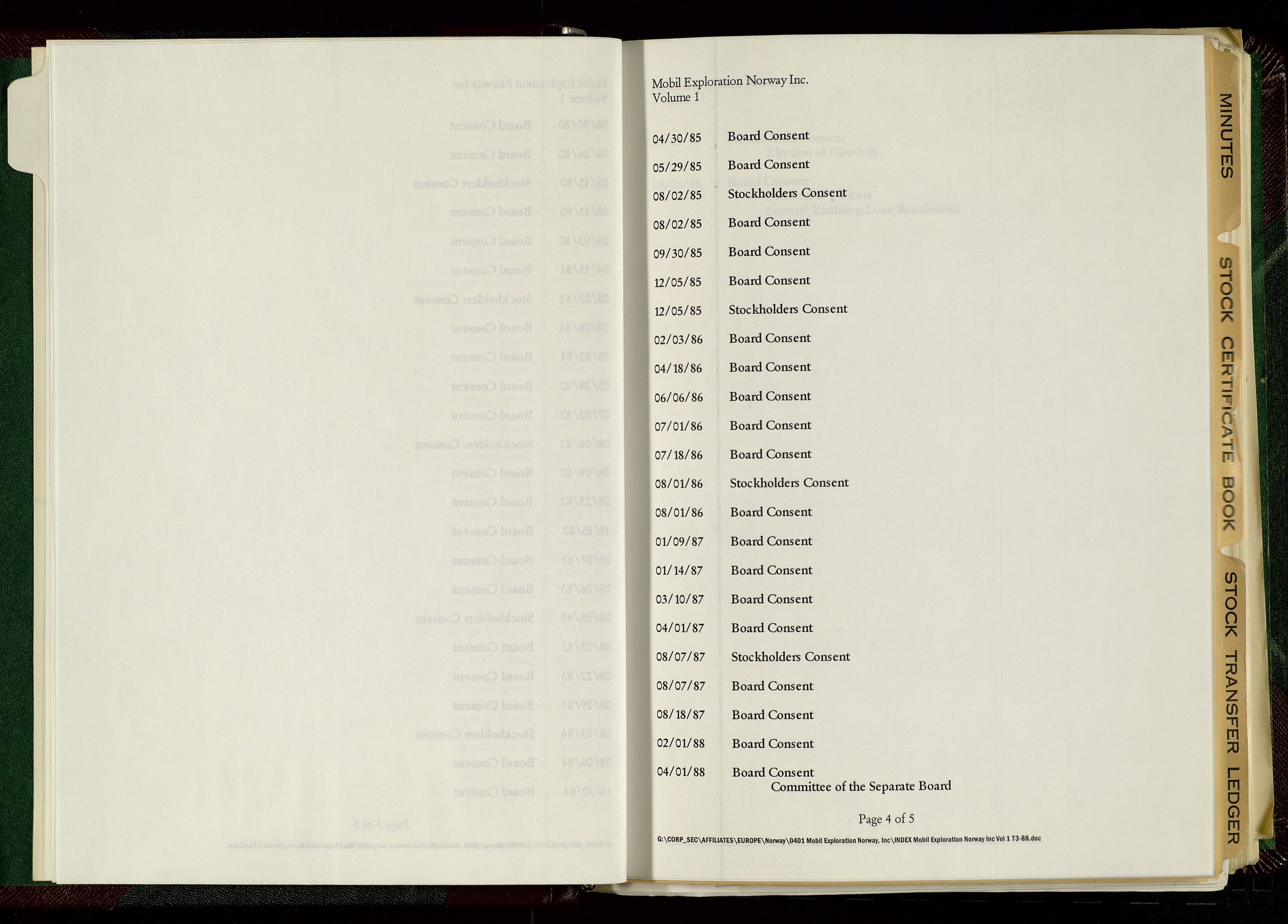 Pa 1578 - Mobil Exploration Norway Incorporated, SAST/A-102024/7/A/Aa/L0001: Styreprotokoll og dokumenter, 1973-1998