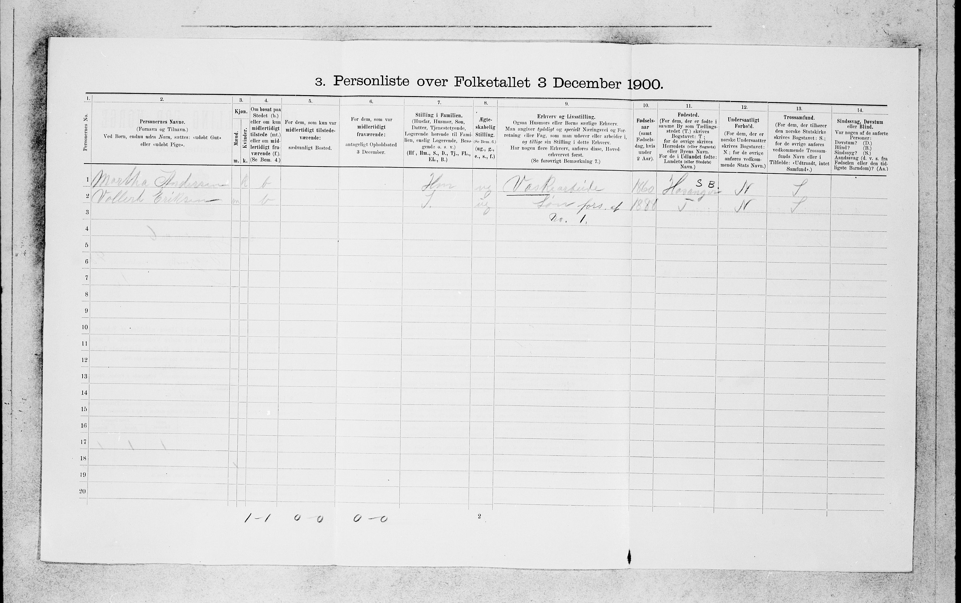 SAB, 1900 census for Bergen, 1900, p. 9104