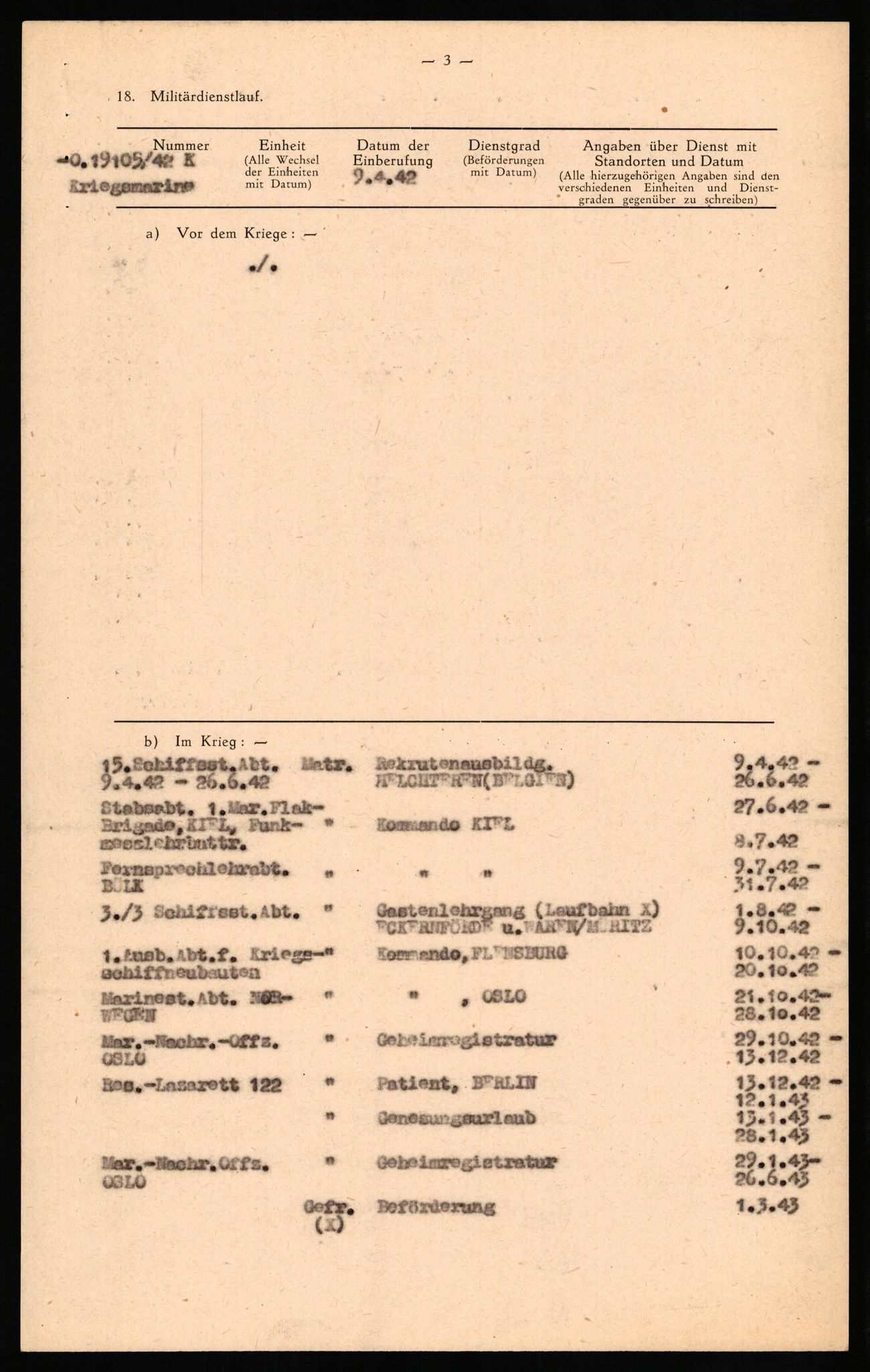 Forsvaret, Forsvarets overkommando II, RA/RAFA-3915/D/Db/L0021: CI Questionaires. Tyske okkupasjonsstyrker i Norge. Tyskere., 1945-1946, p. 380