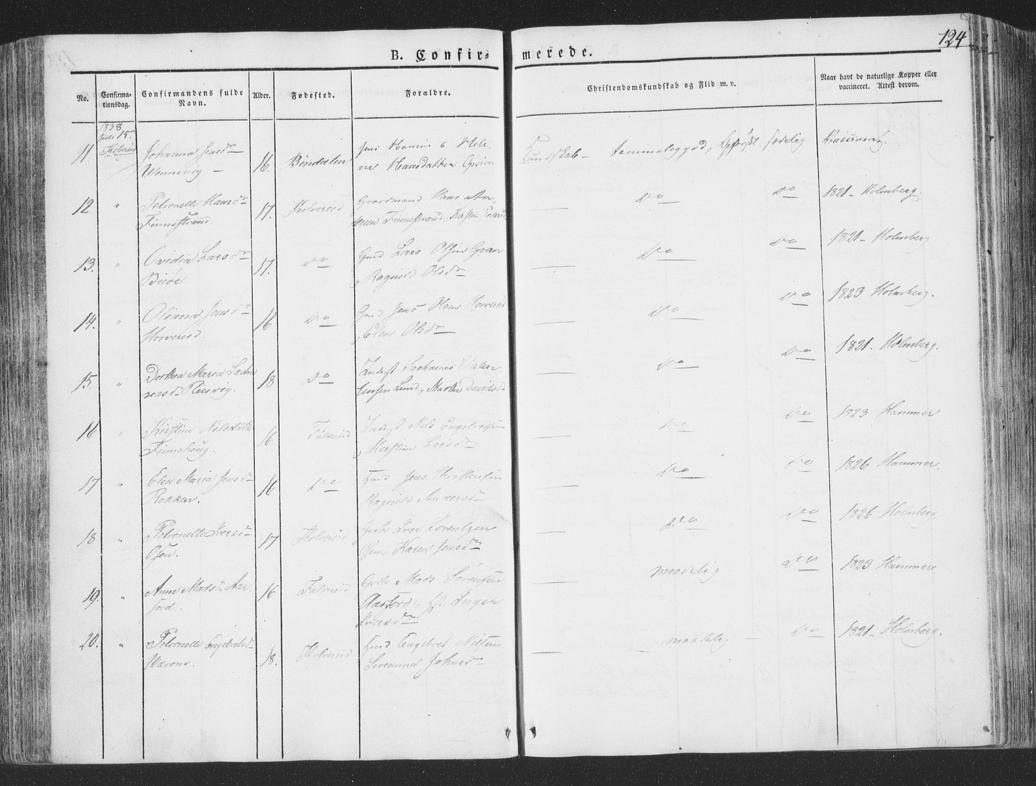 Ministerialprotokoller, klokkerbøker og fødselsregistre - Nord-Trøndelag, AV/SAT-A-1458/780/L0639: Parish register (official) no. 780A04, 1830-1844, p. 124