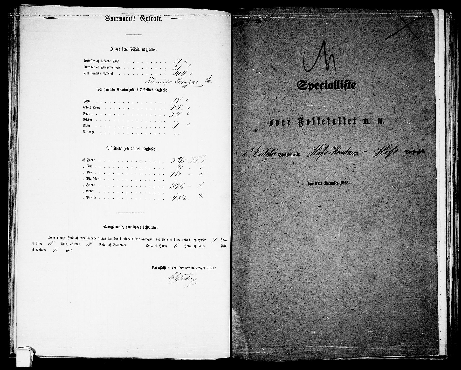 RA, 1865 census for Hof, 1865, p. 78