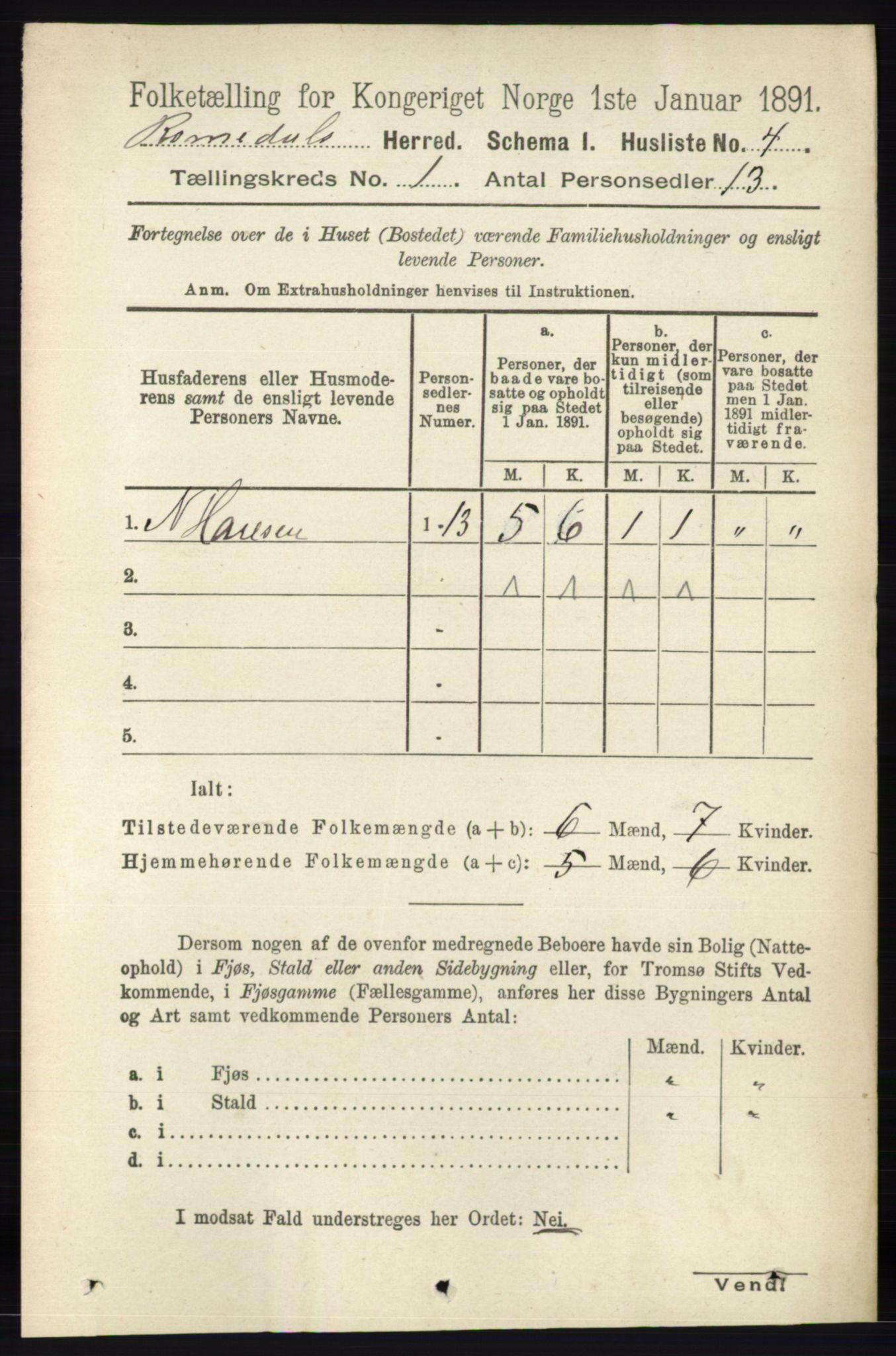 RA, 1891 census for 0416 Romedal, 1891, p. 34