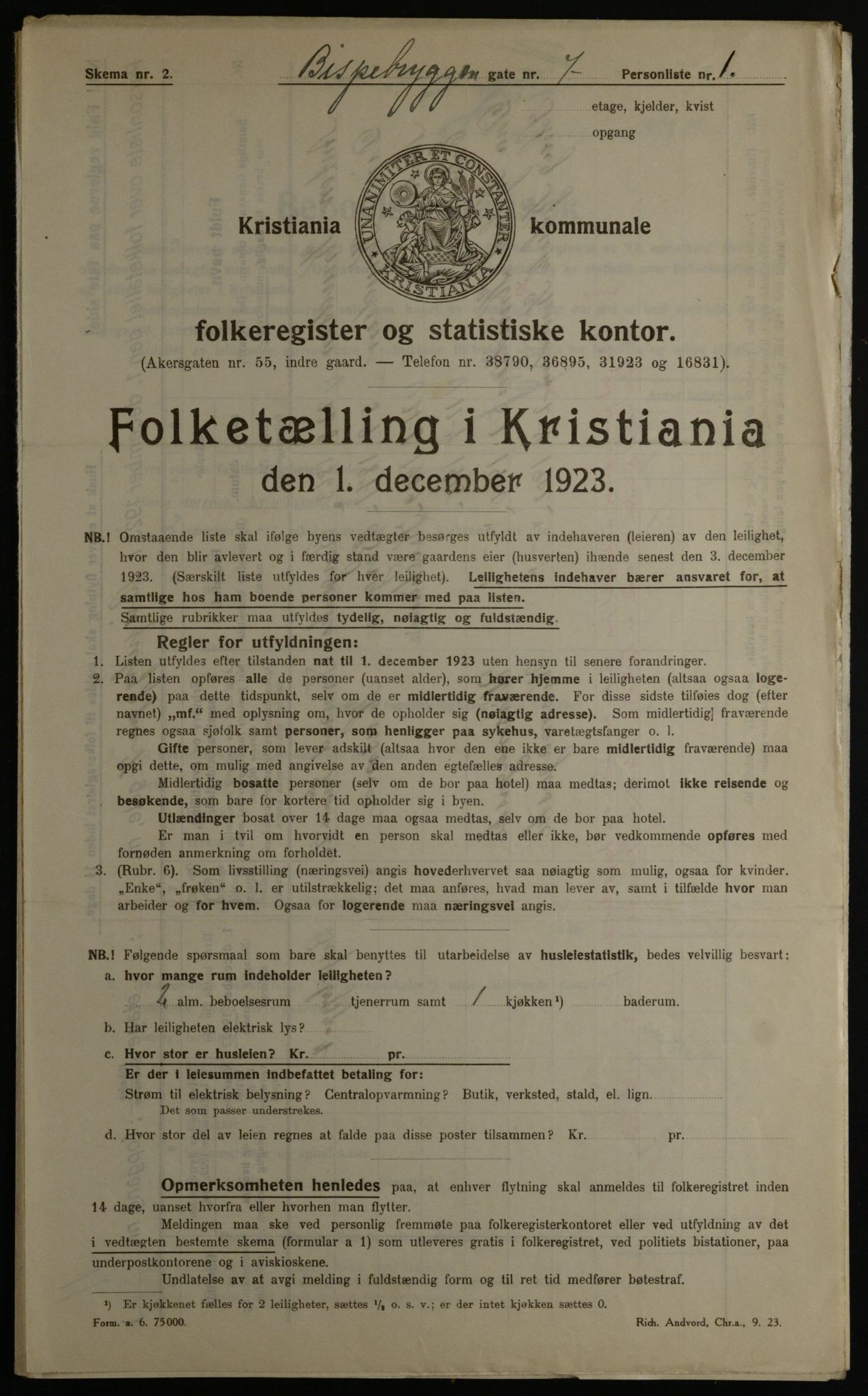 OBA, Municipal Census 1923 for Kristiania, 1923, p. 6206