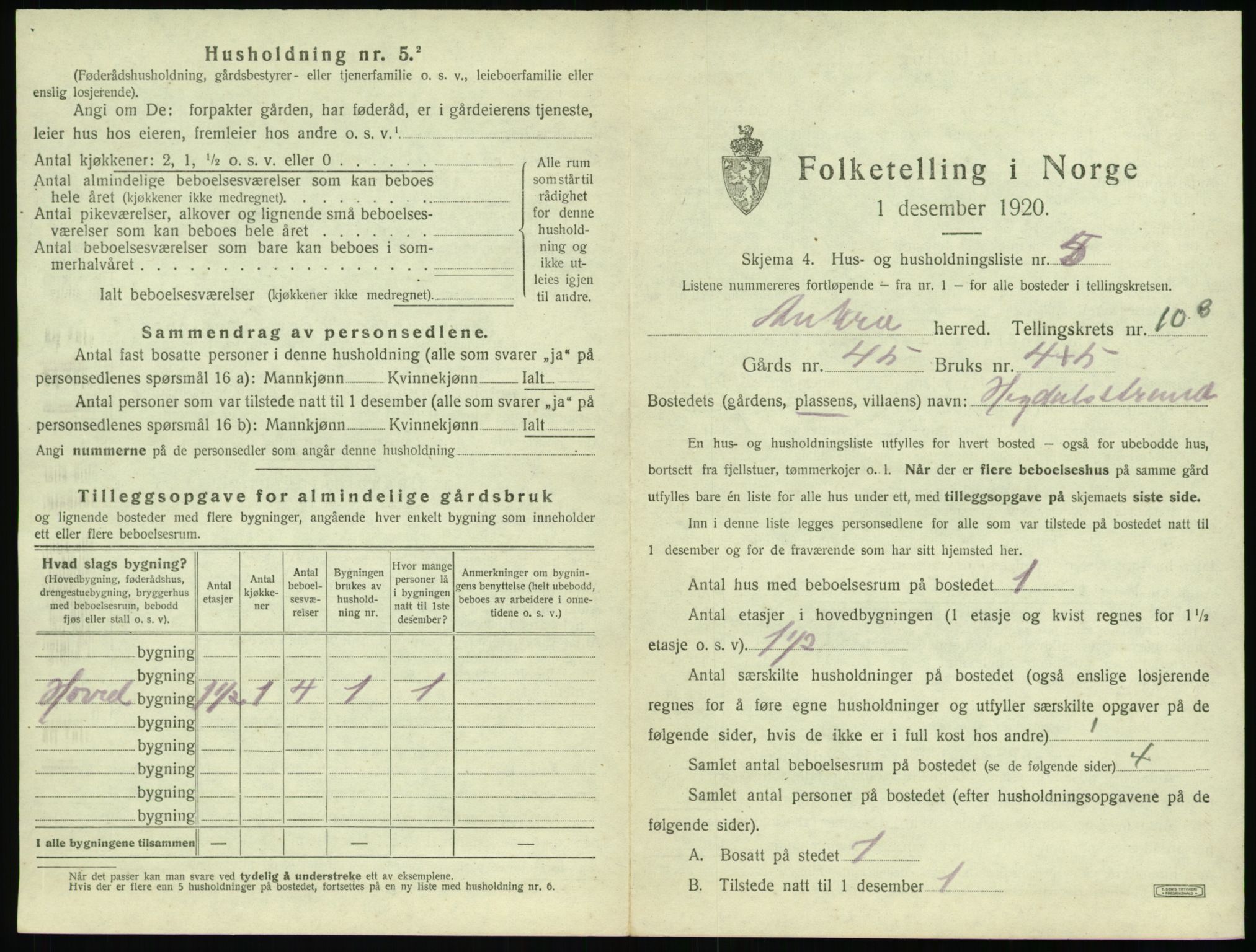 SAT, 1920 census for Aukra, 1920, p. 677