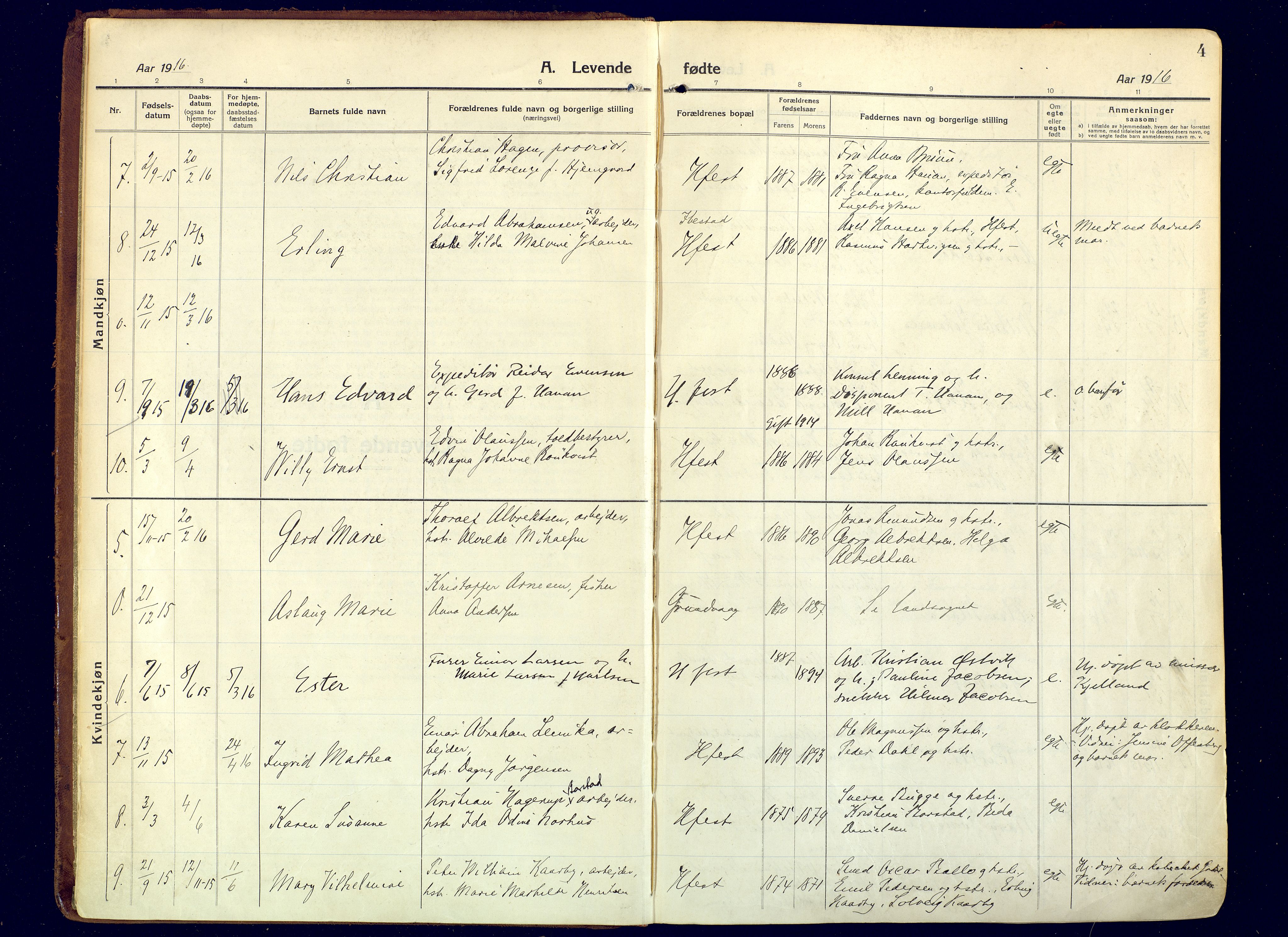 Hammerfest sokneprestkontor, SATØ/S-1347/H/Ha/L0015.kirke: Parish register (official) no. 15, 1916-1923, p. 4