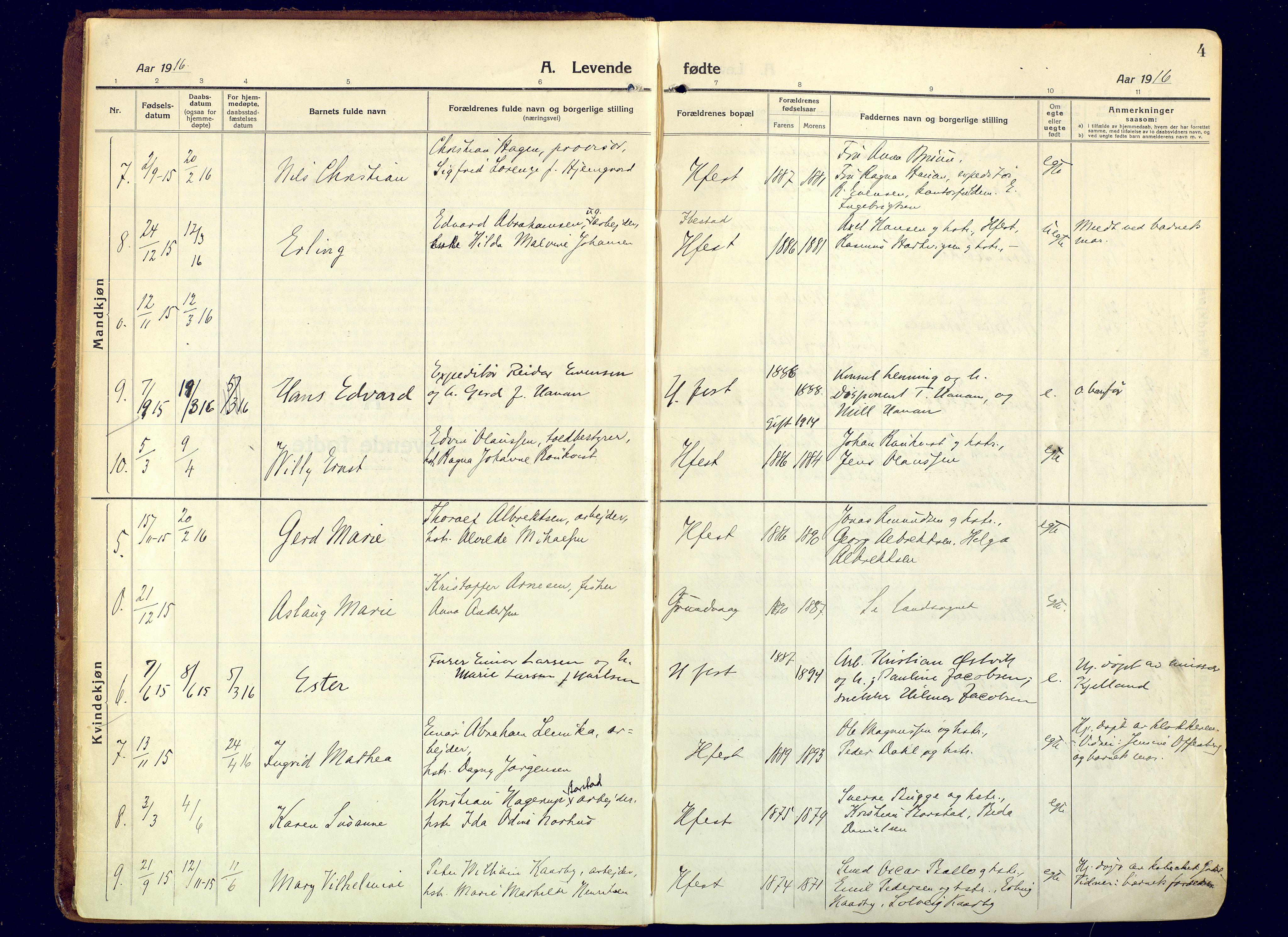 Hammerfest sokneprestkontor, AV/SATØ-S-1347/H/Ha/L0015.kirke: Parish register (official) no. 15, 1916-1923, p. 4