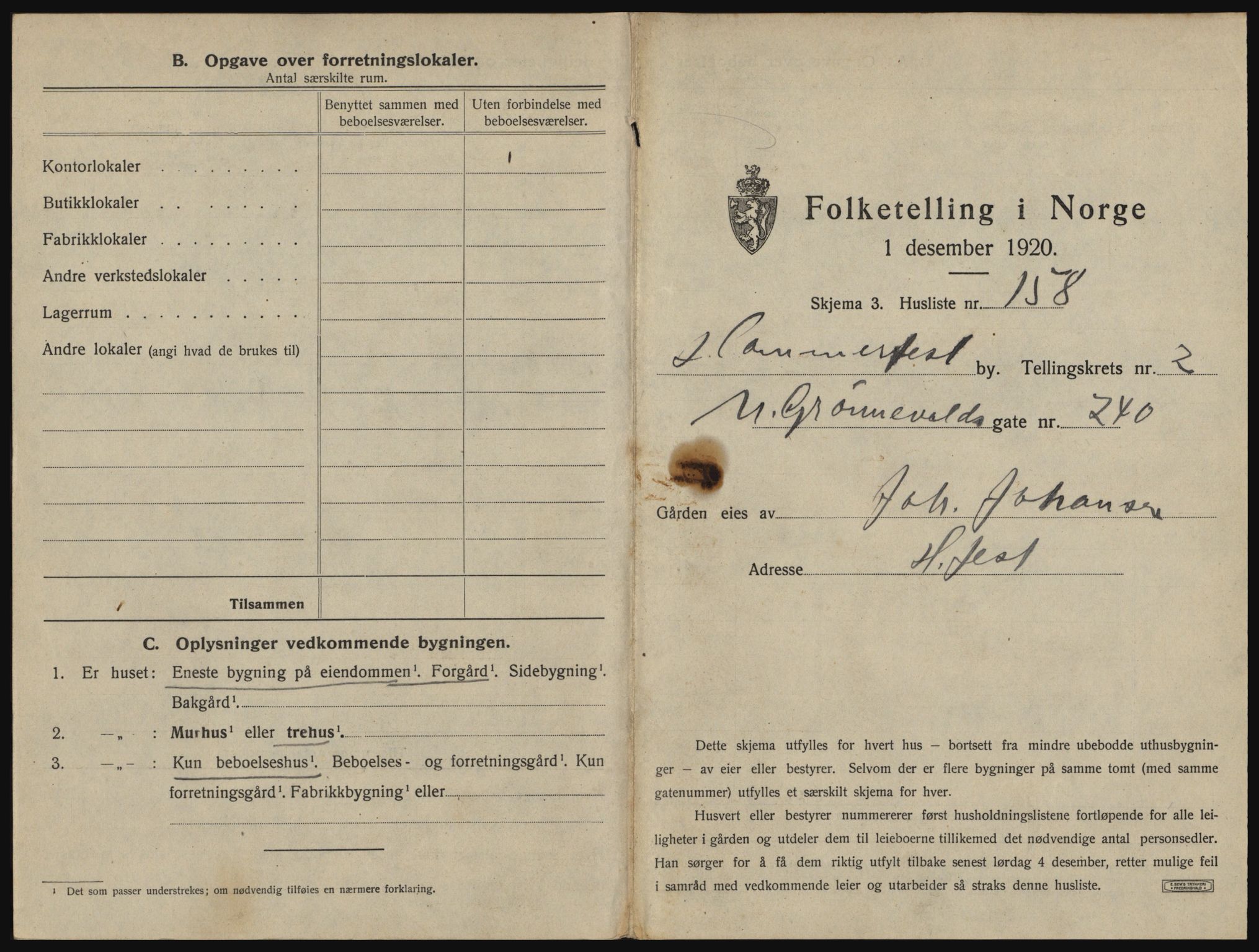 SATØ, 1920 census for Hammerfest, 1920, p. 1010
