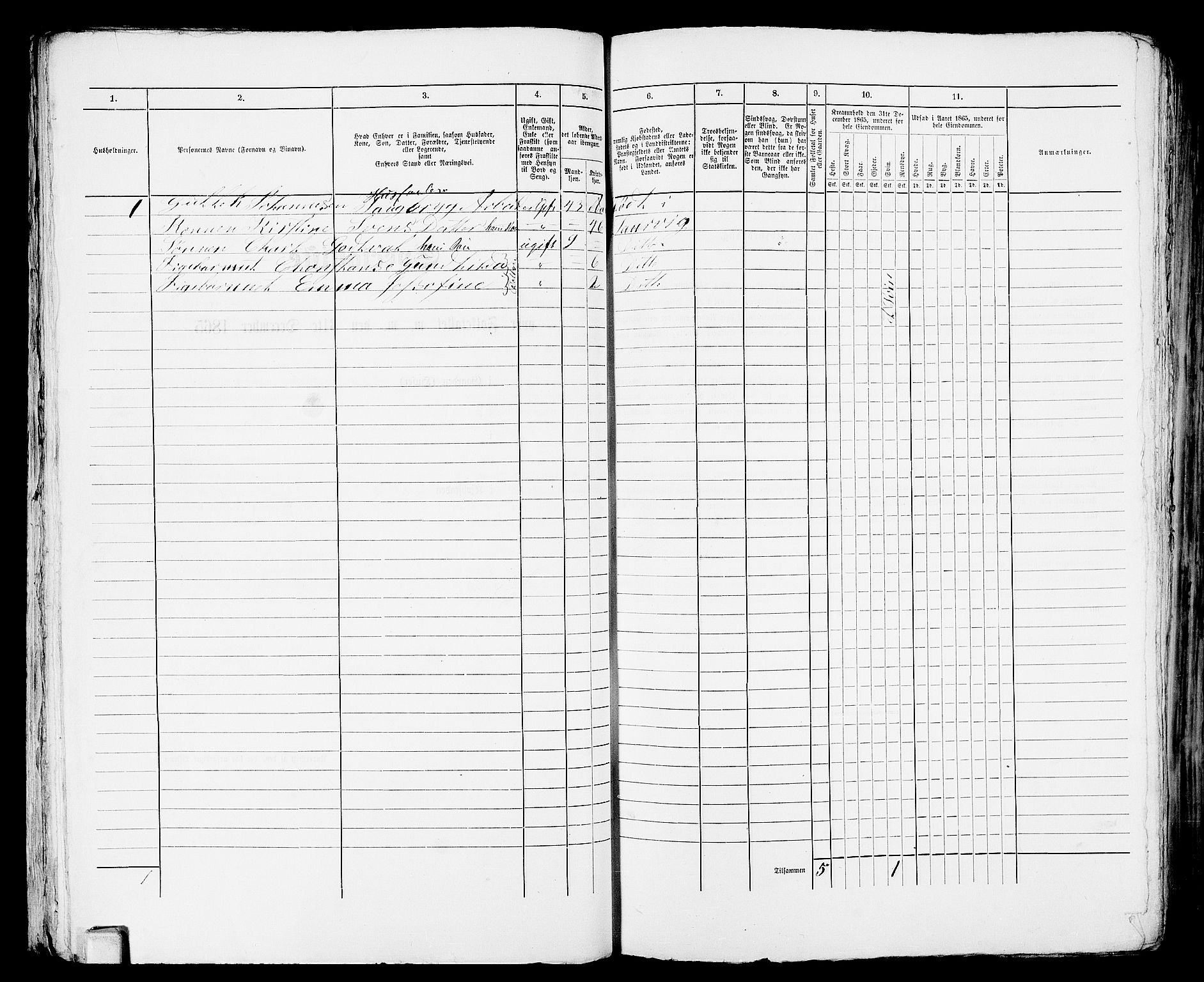 RA, 1865 census for Larvik, 1865, p. 748