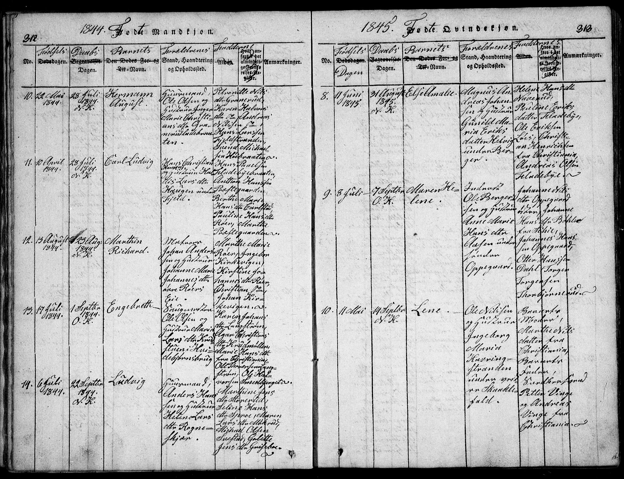 Nesodden prestekontor Kirkebøker, AV/SAO-A-10013/G/Ga/L0001: Parish register (copy) no. I 1, 1814-1847, p. 312-313