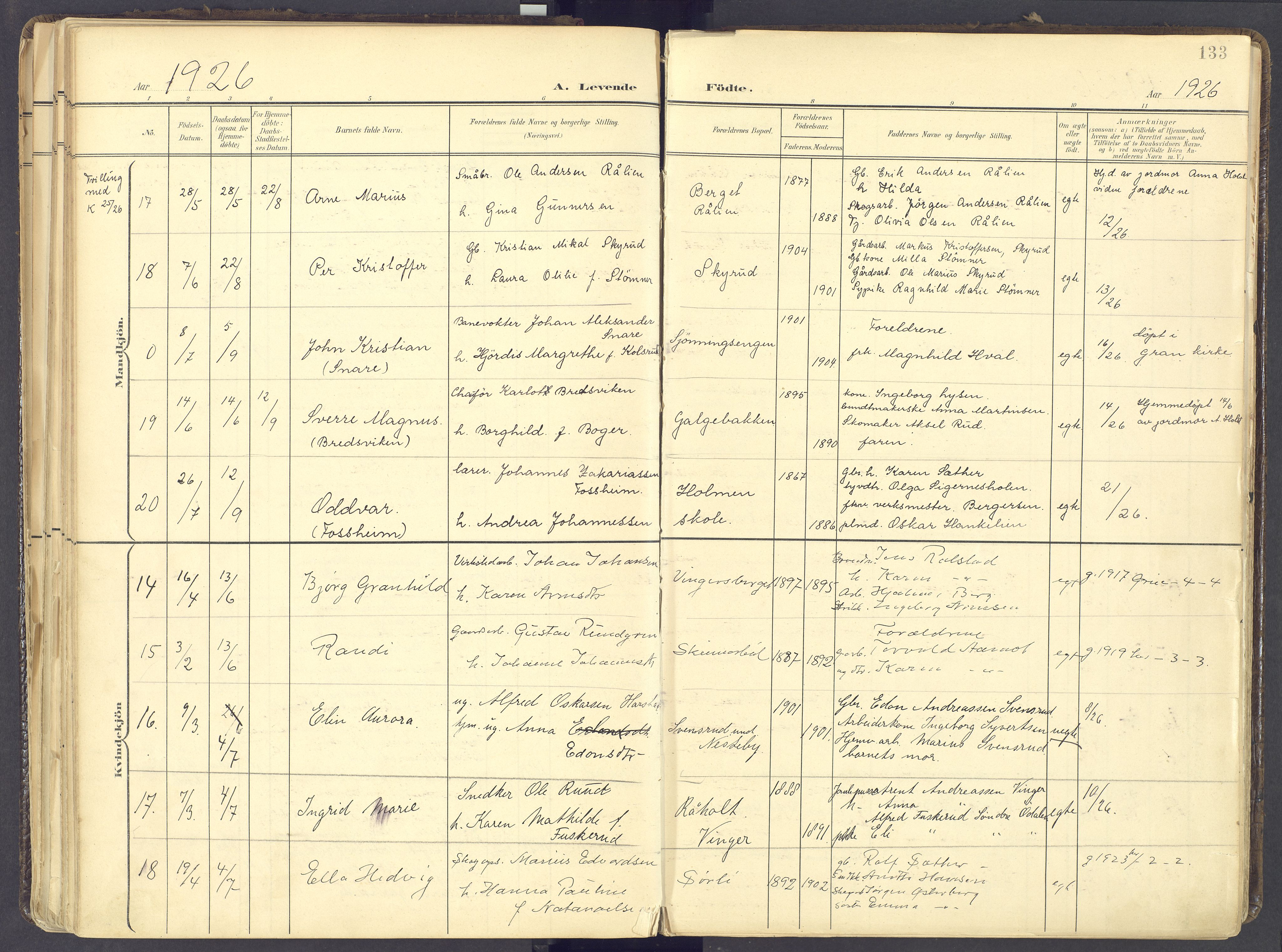 Vinger prestekontor, AV/SAH-PREST-024/H/Ha/Haa/L0017: Parish register (official) no. 17, 1901-1927, p. 133