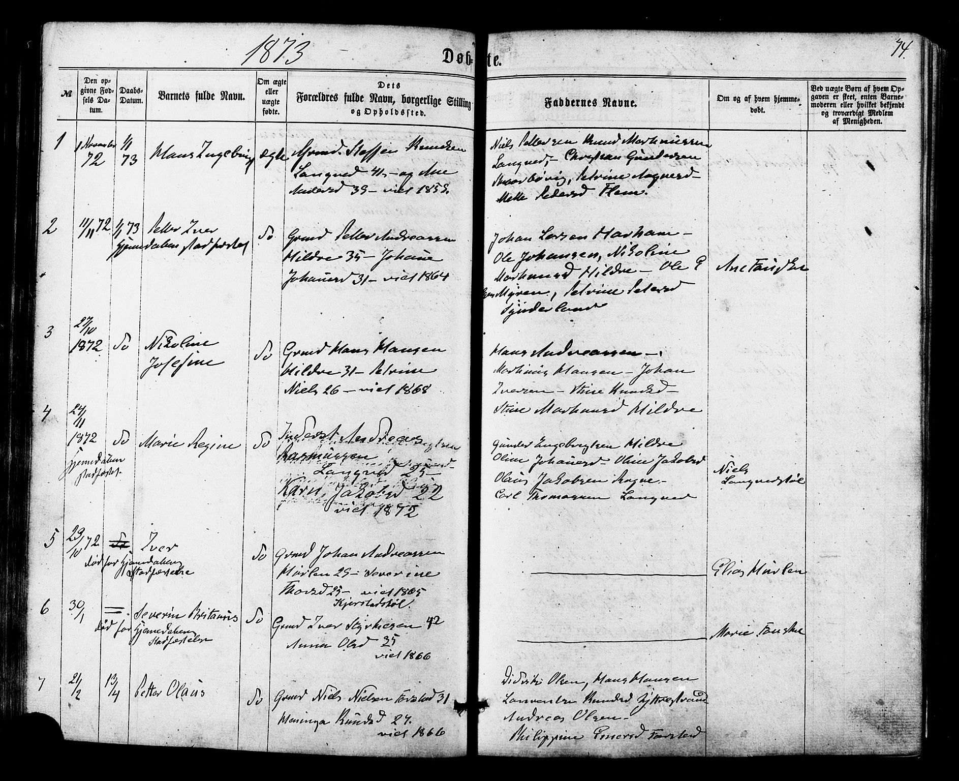 Ministerialprotokoller, klokkerbøker og fødselsregistre - Møre og Romsdal, SAT/A-1454/536/L0498: Parish register (official) no. 536A07, 1862-1875, p. 74